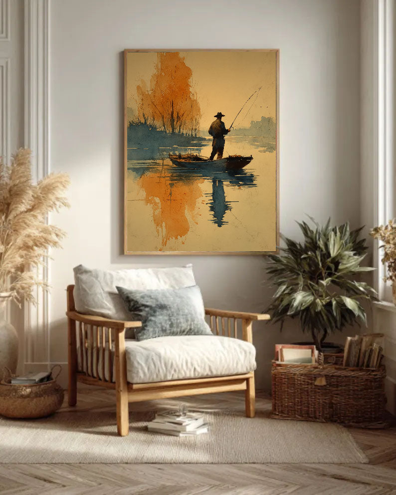 Fishing Scene Art | Textured Serenity