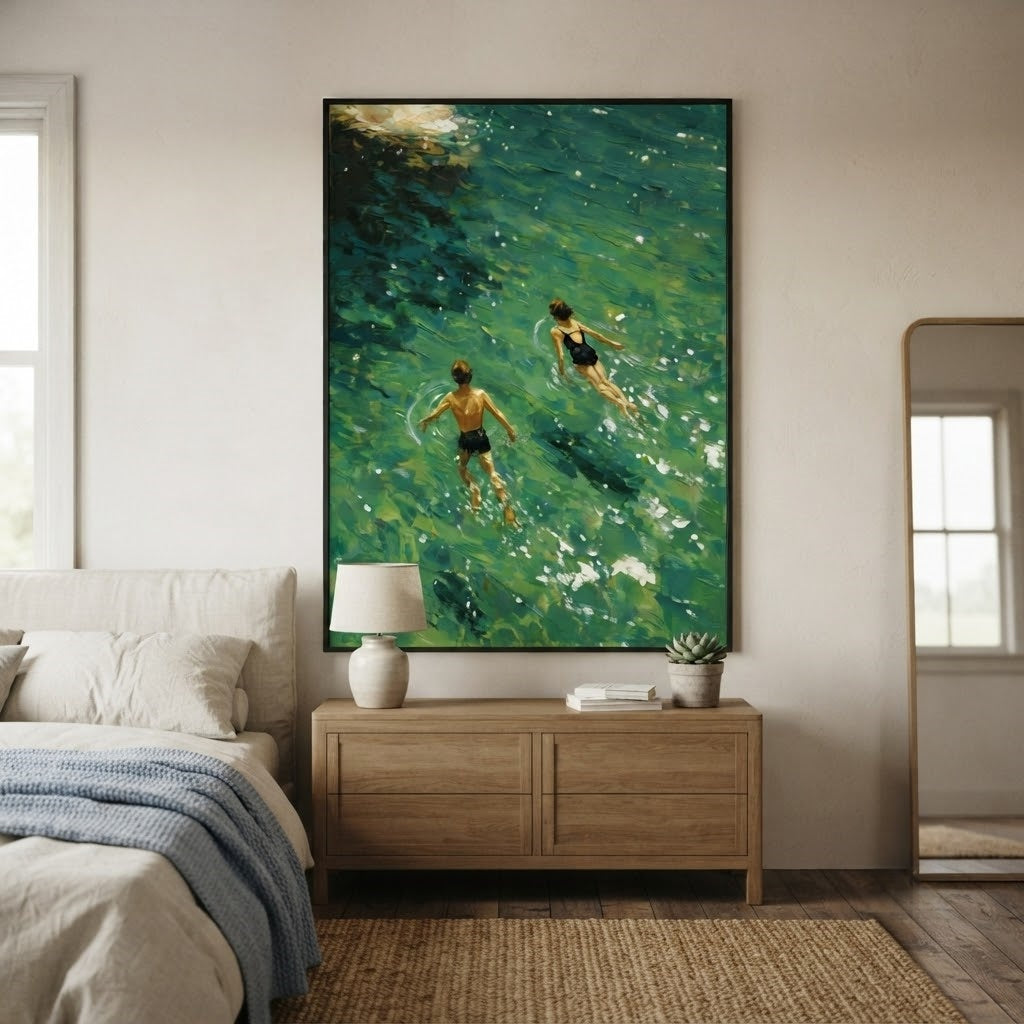 Impressionist Art | Sunlit Aqua Swimmers