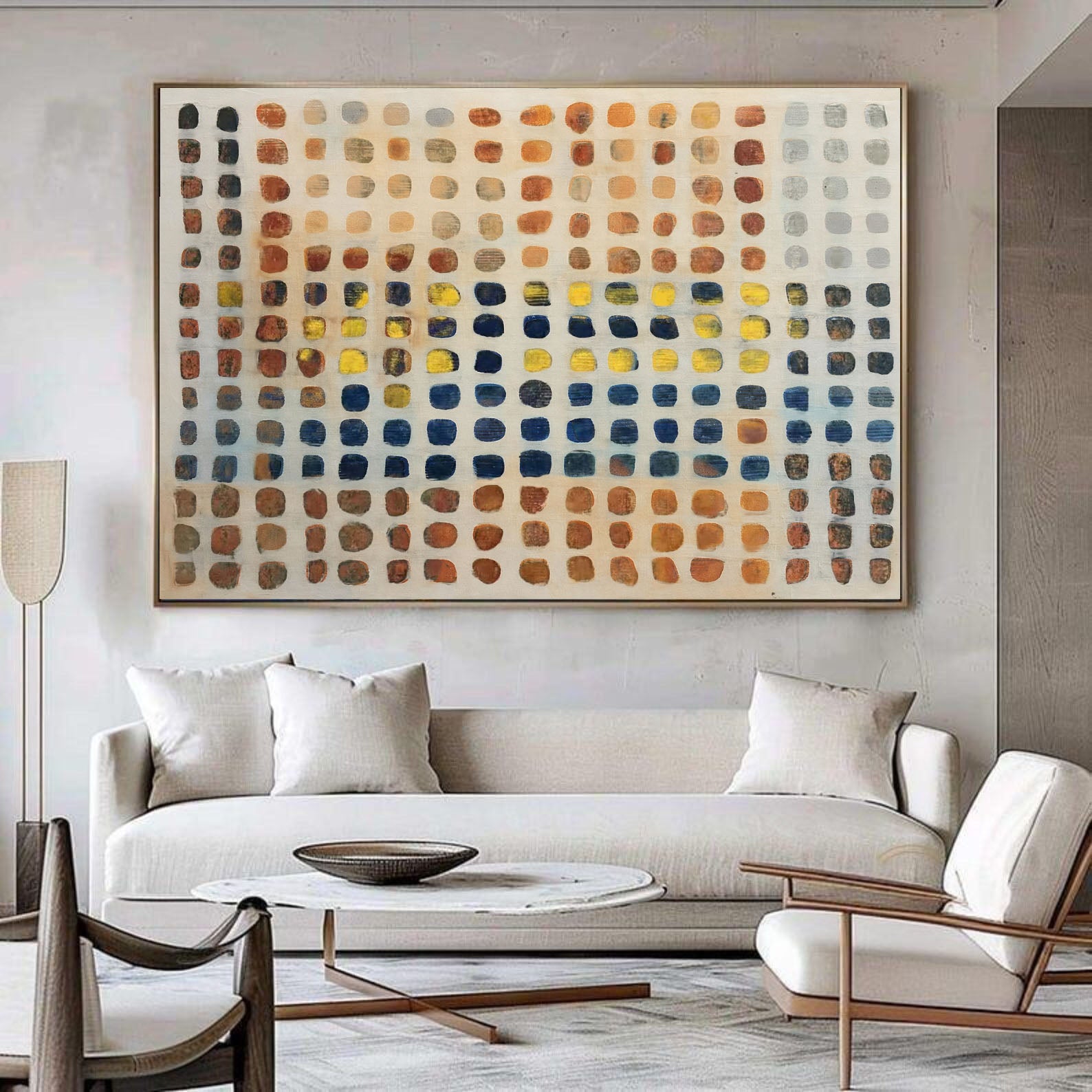 Textured Grid Squares | Warm Indigo