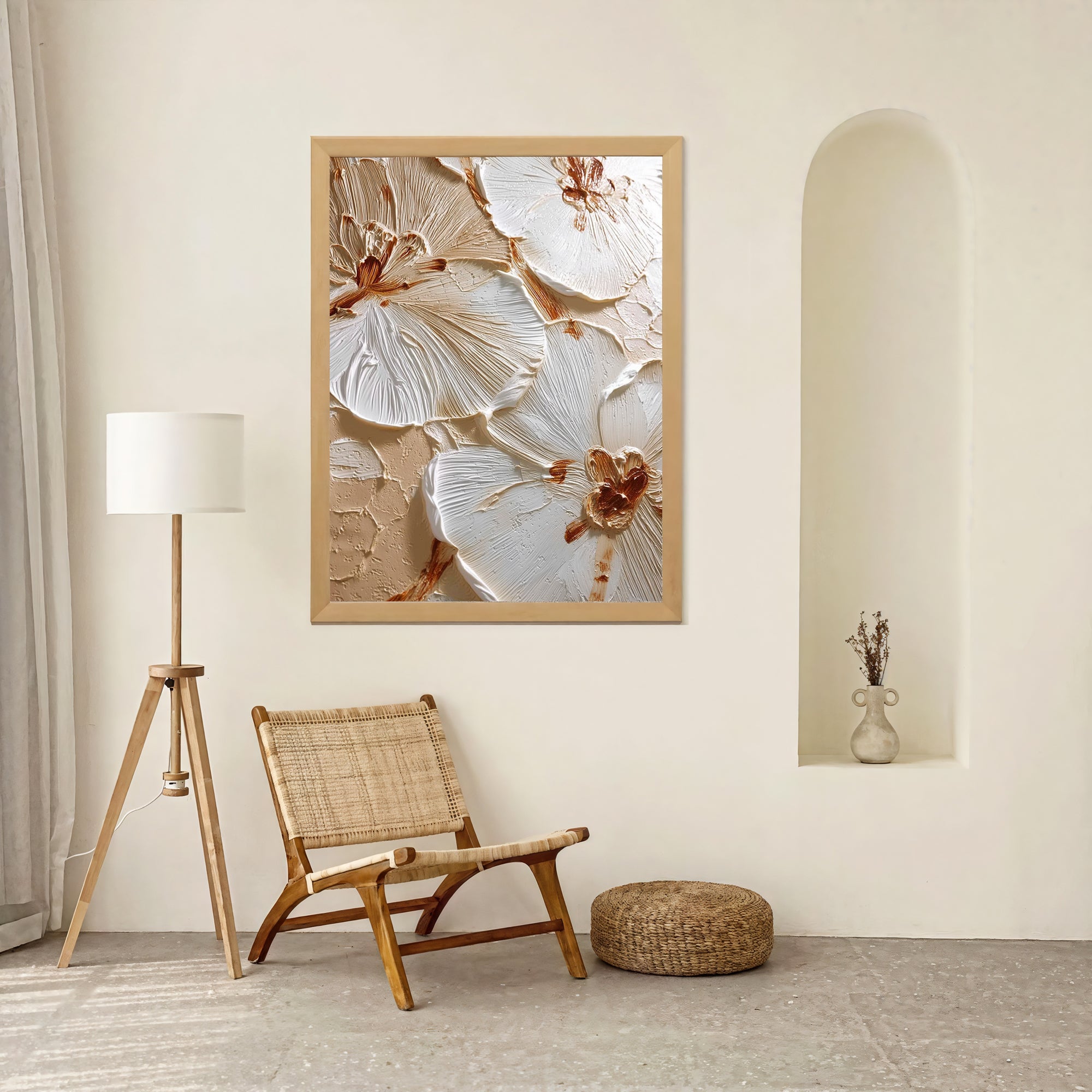 Textured Petal Splendor | Cream Blossoms