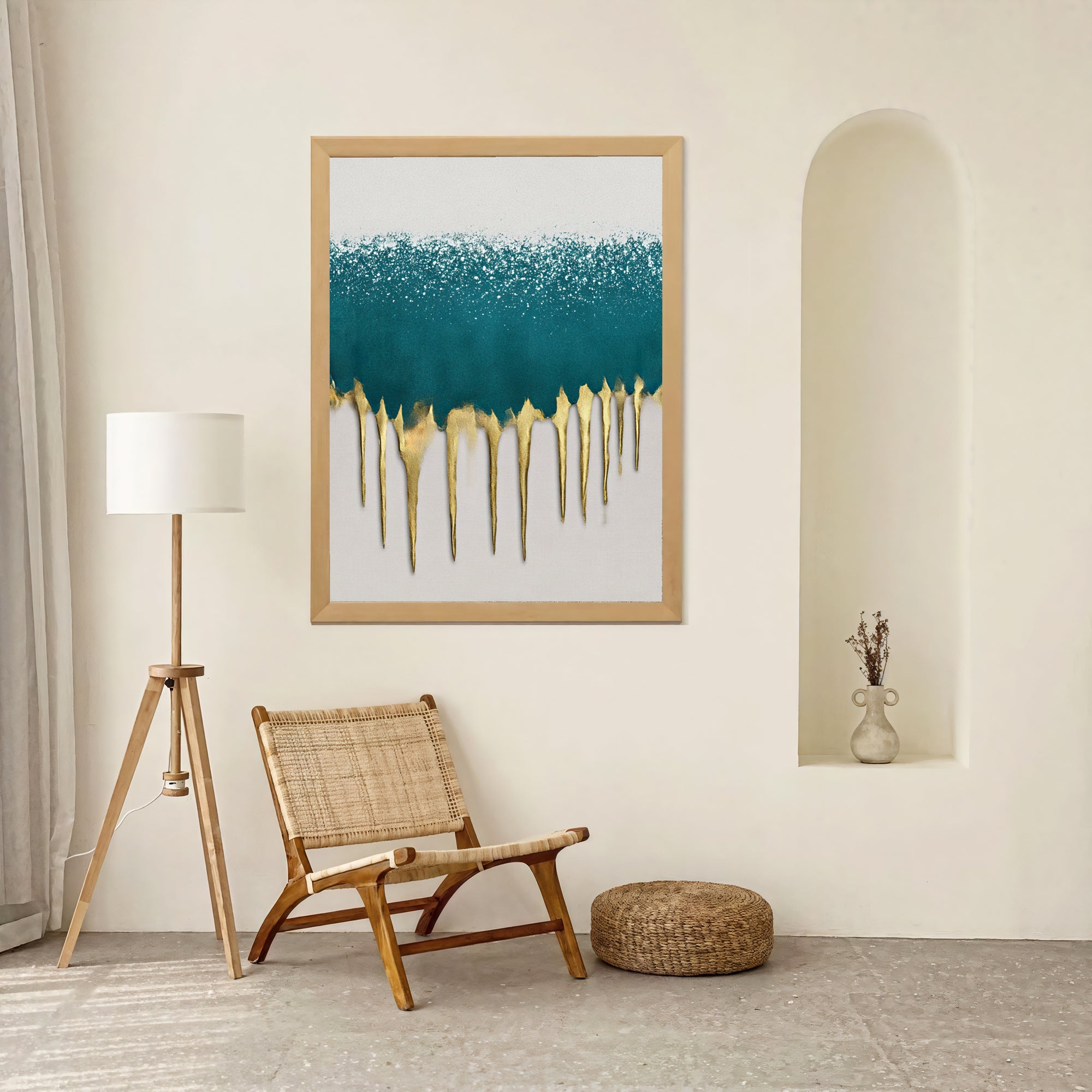 Textured Turquoise Glow | Gilded Drips