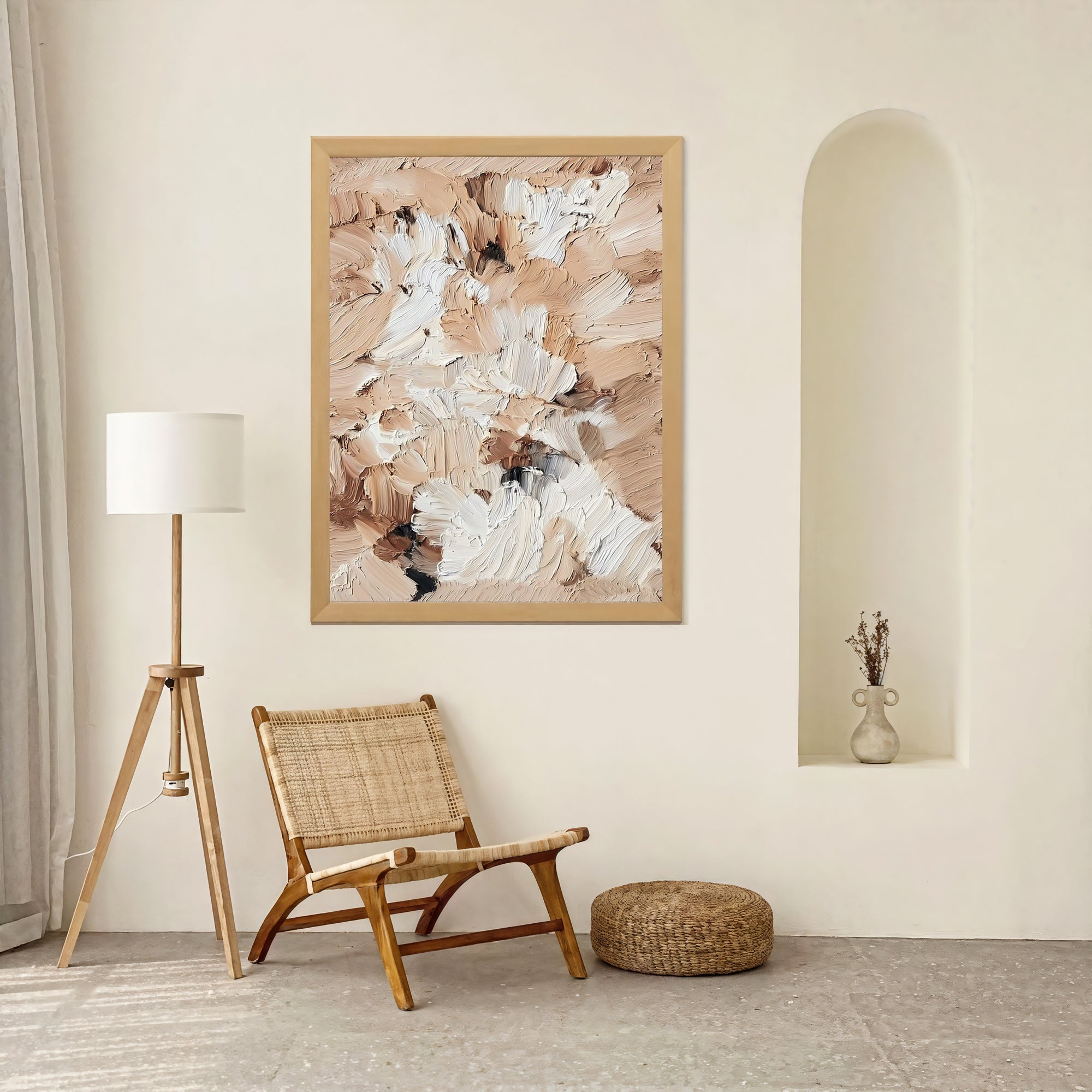 Textured Beige Flourishes | Cream Brown