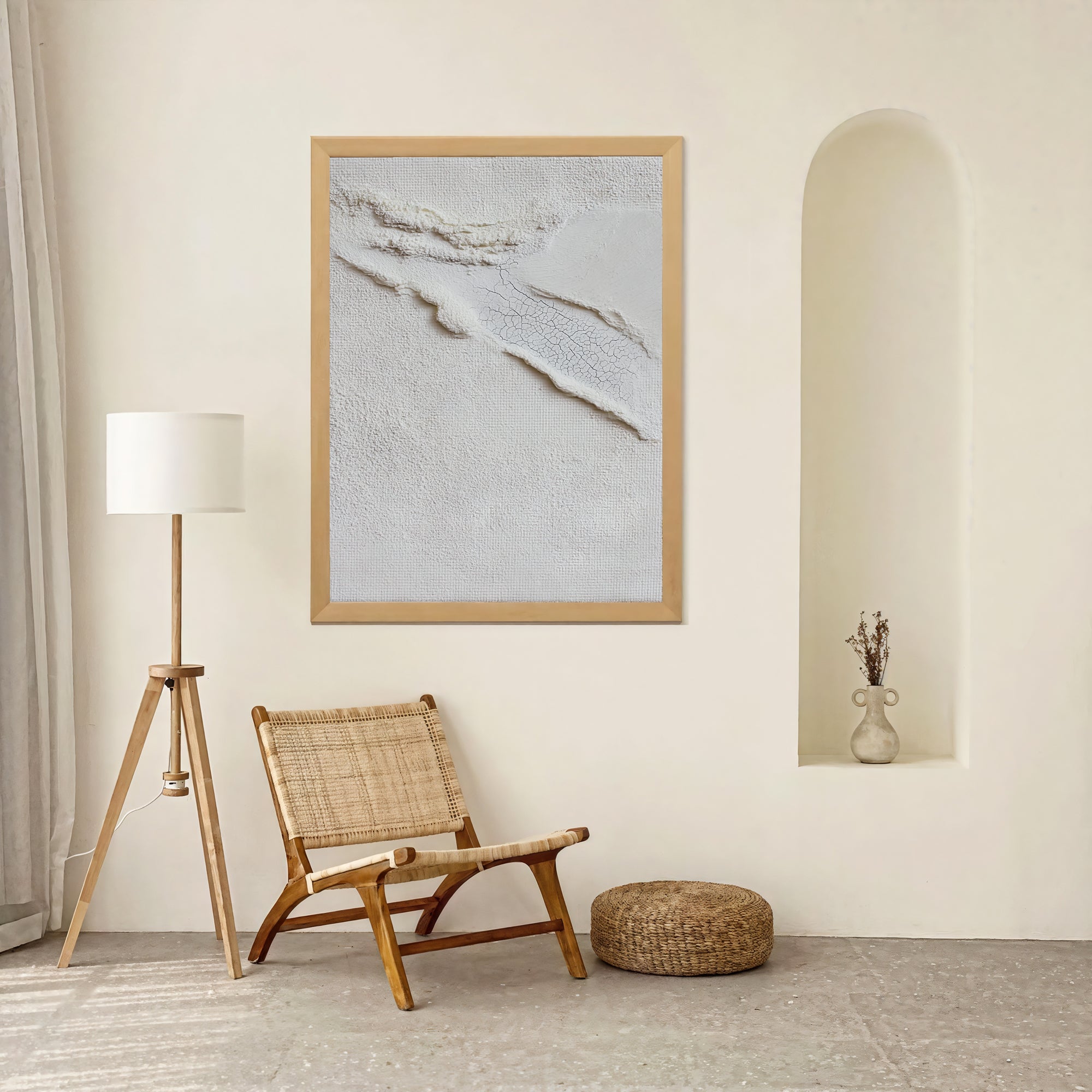 Textured White Fissures | Ivory Hues