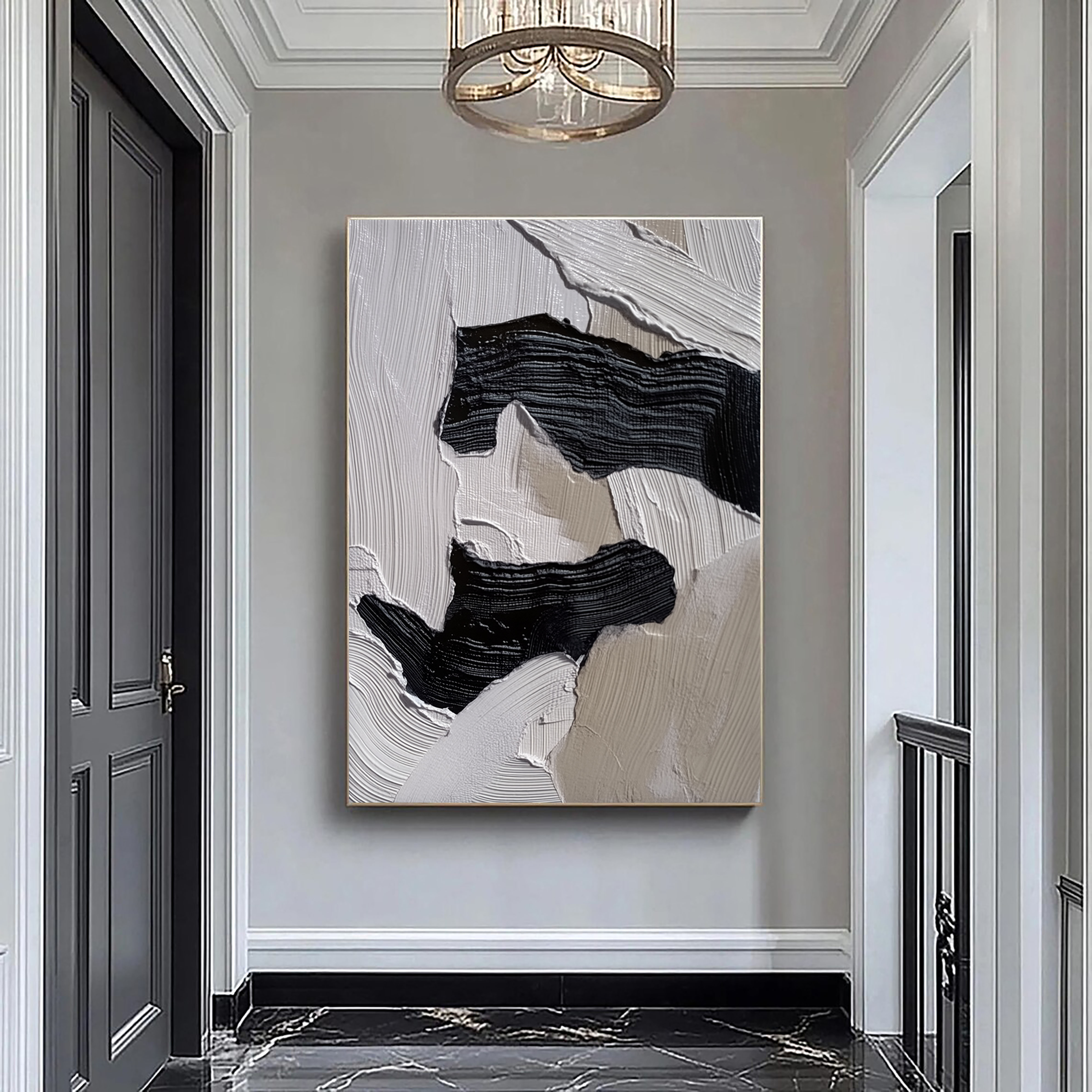 Textured Abstract Shapes | Black Beige