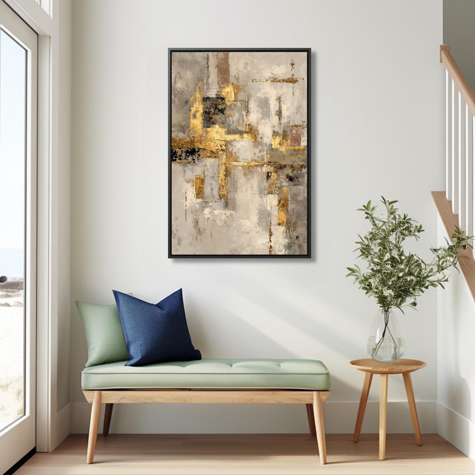 Textured Gold Accent Art | Opulent Depth