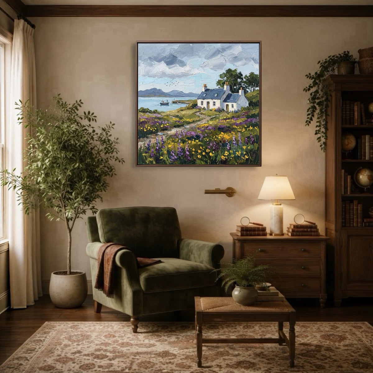 Flowers Along Shore — vertical landscape art, view 5