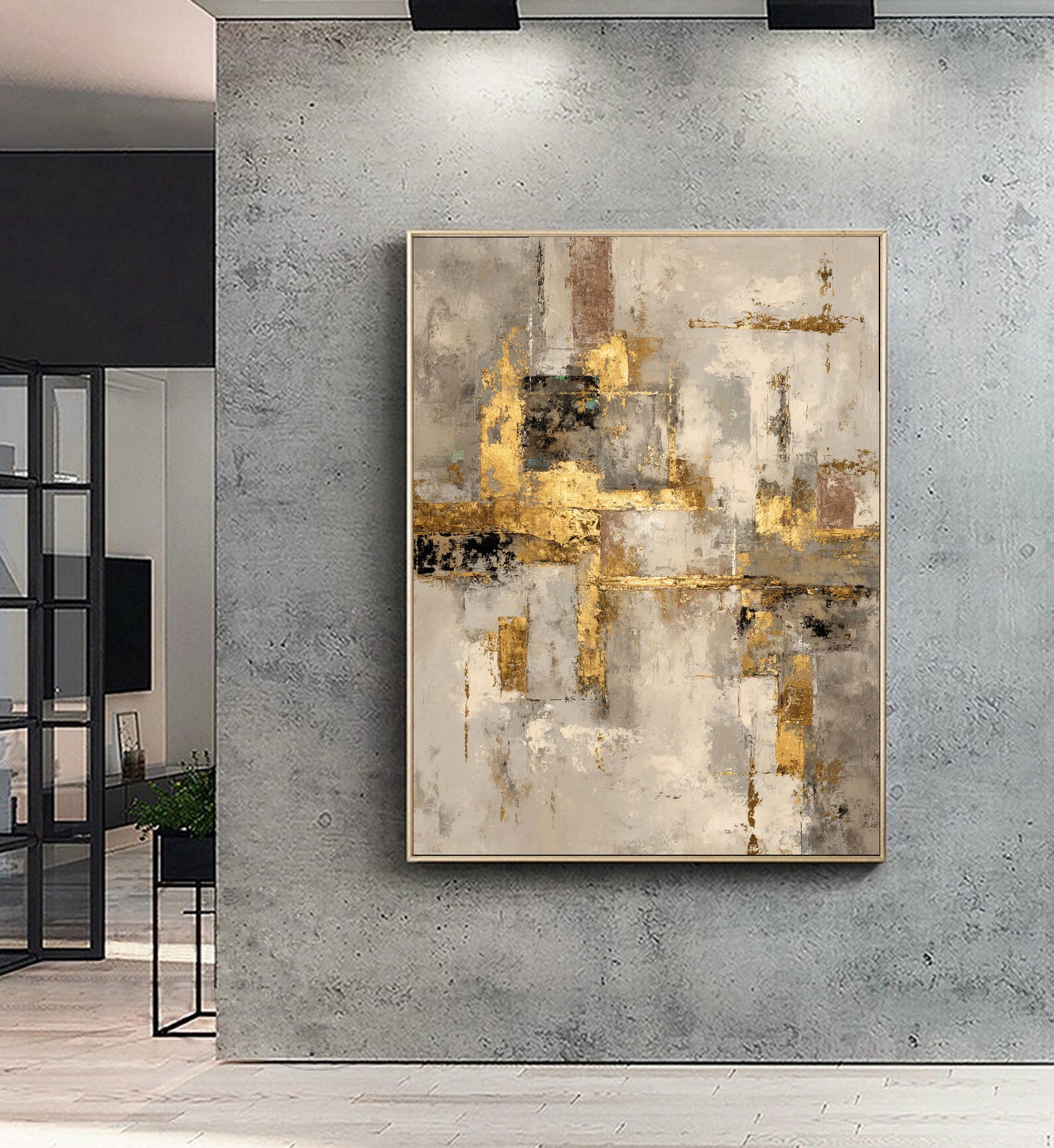 Textured Gold Accent Art | Opulent Depth