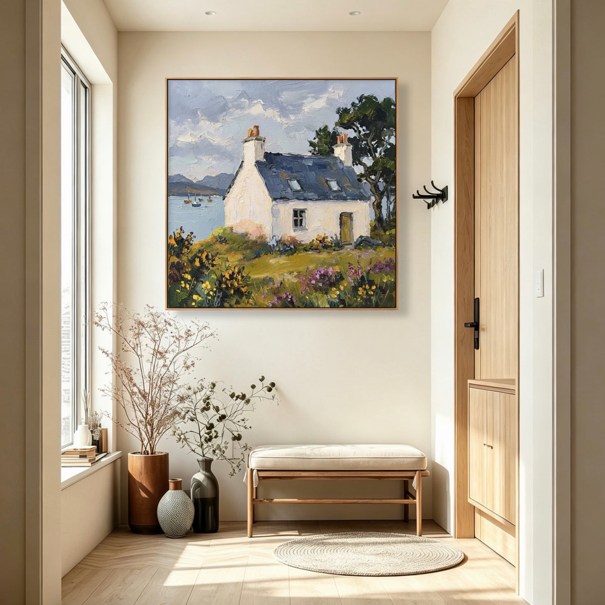 Harbor Cottage Morning — vertical coastal & ocean art, view 5