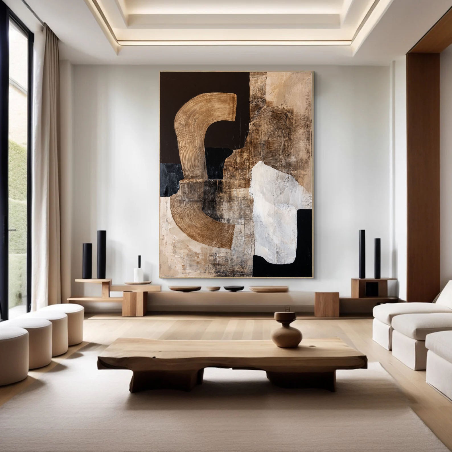 Neutral Geometric Art | Textured Elegance