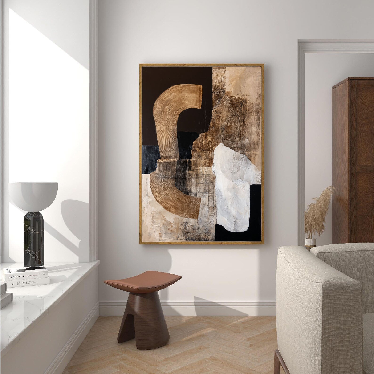 Neutral Geometric Art | Textured Elegance