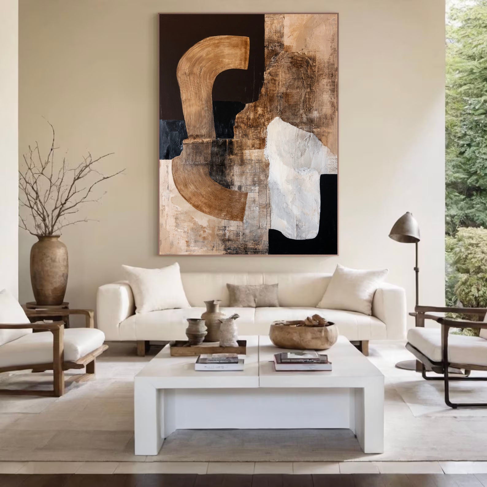 Neutral Geometric Art | Textured Elegance