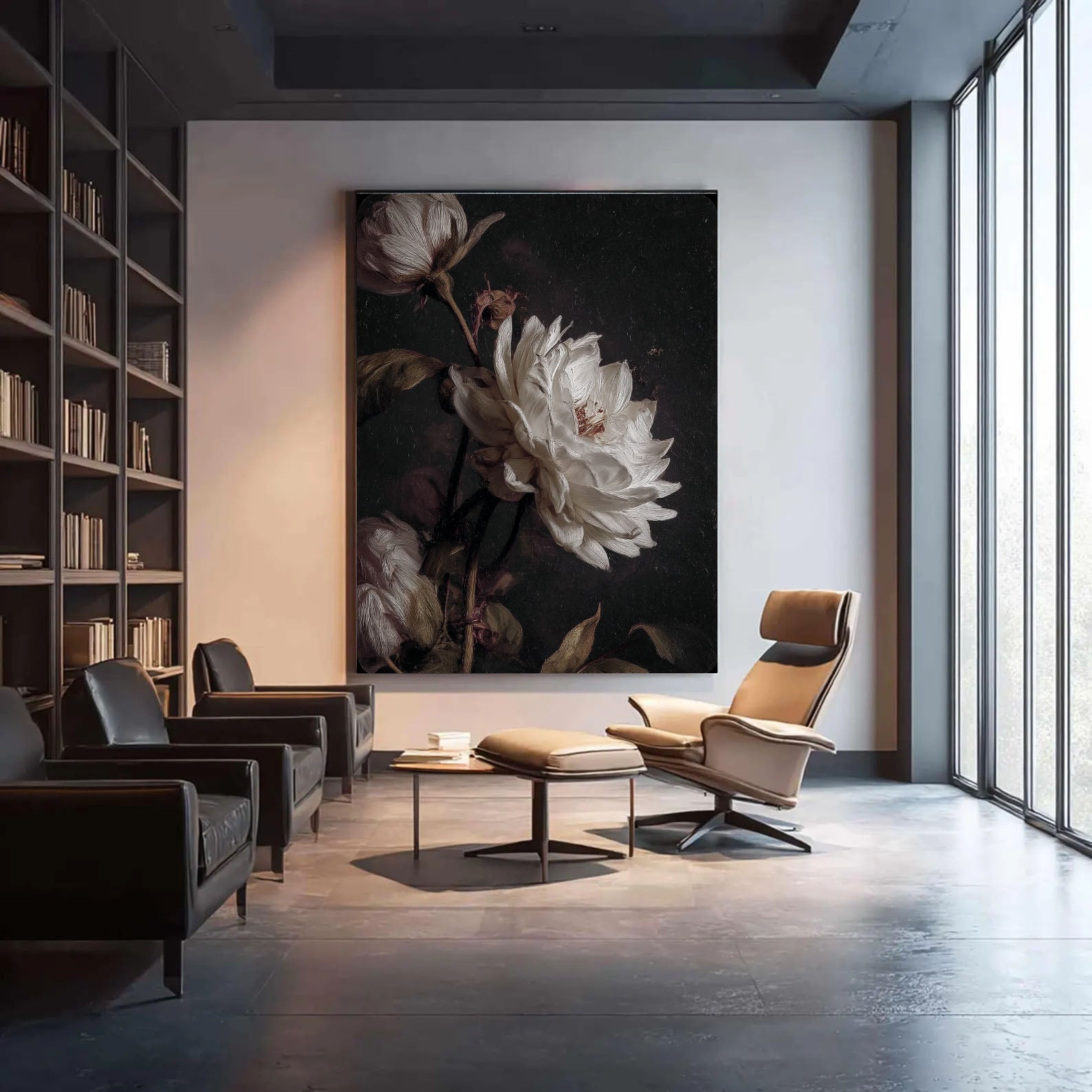 White Peony Art | Textured Opulence