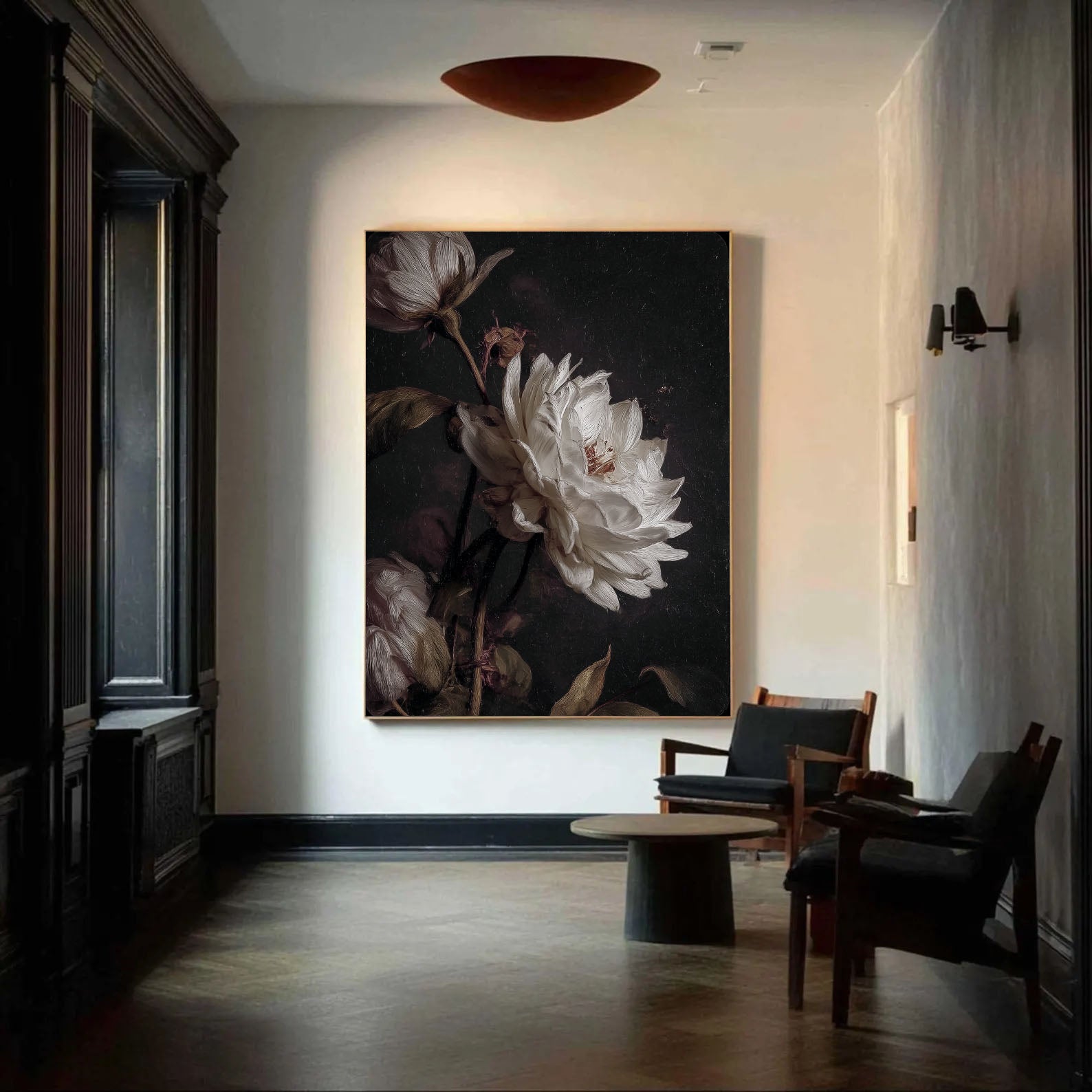 White Peony Art | Textured Opulence