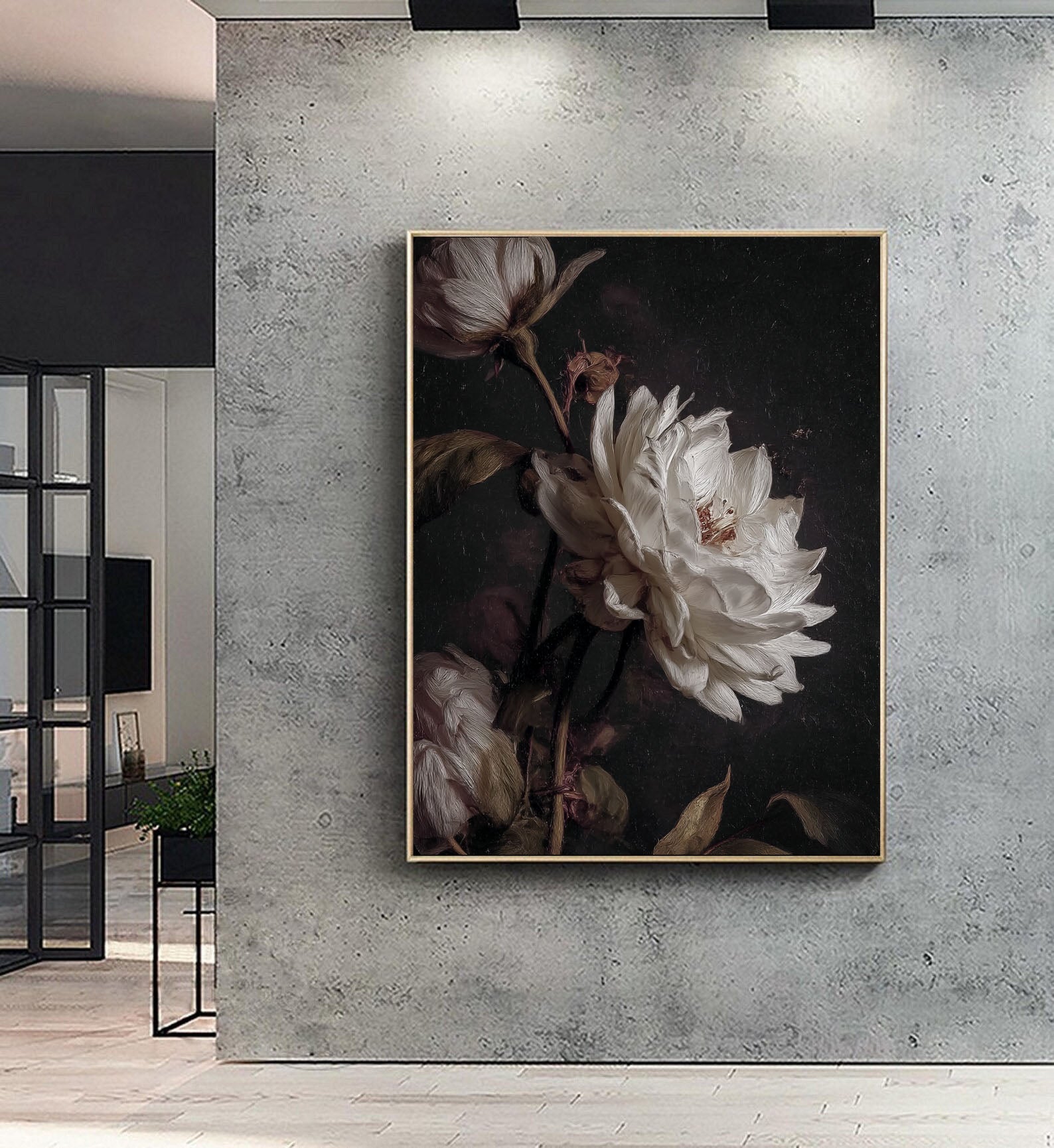 White Peony Art | Textured Opulence