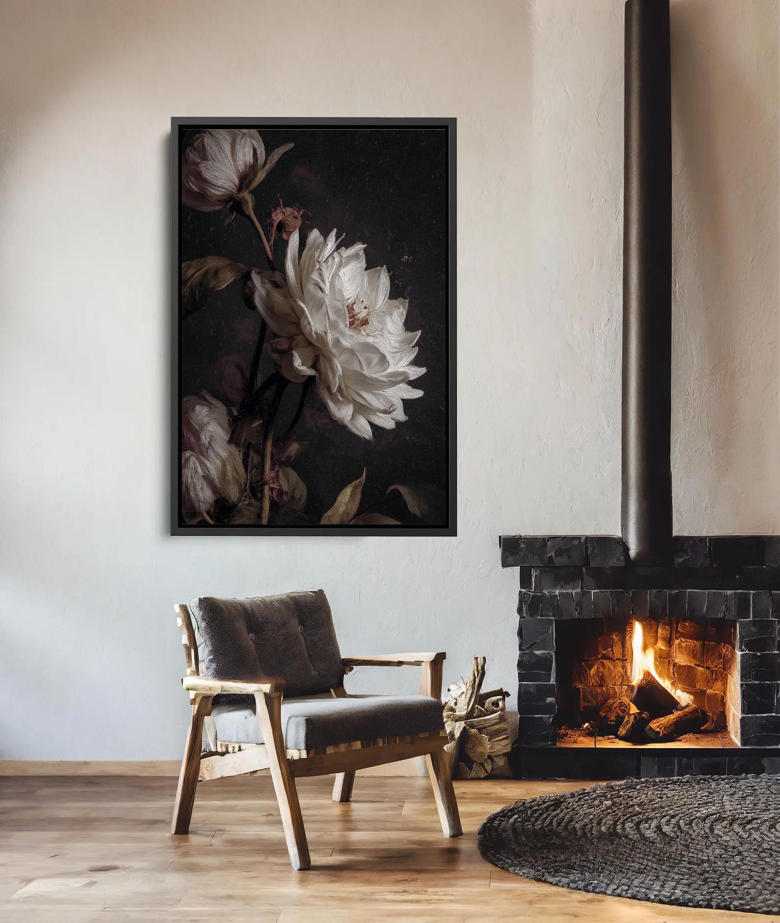 White Peony Art | Textured Opulence