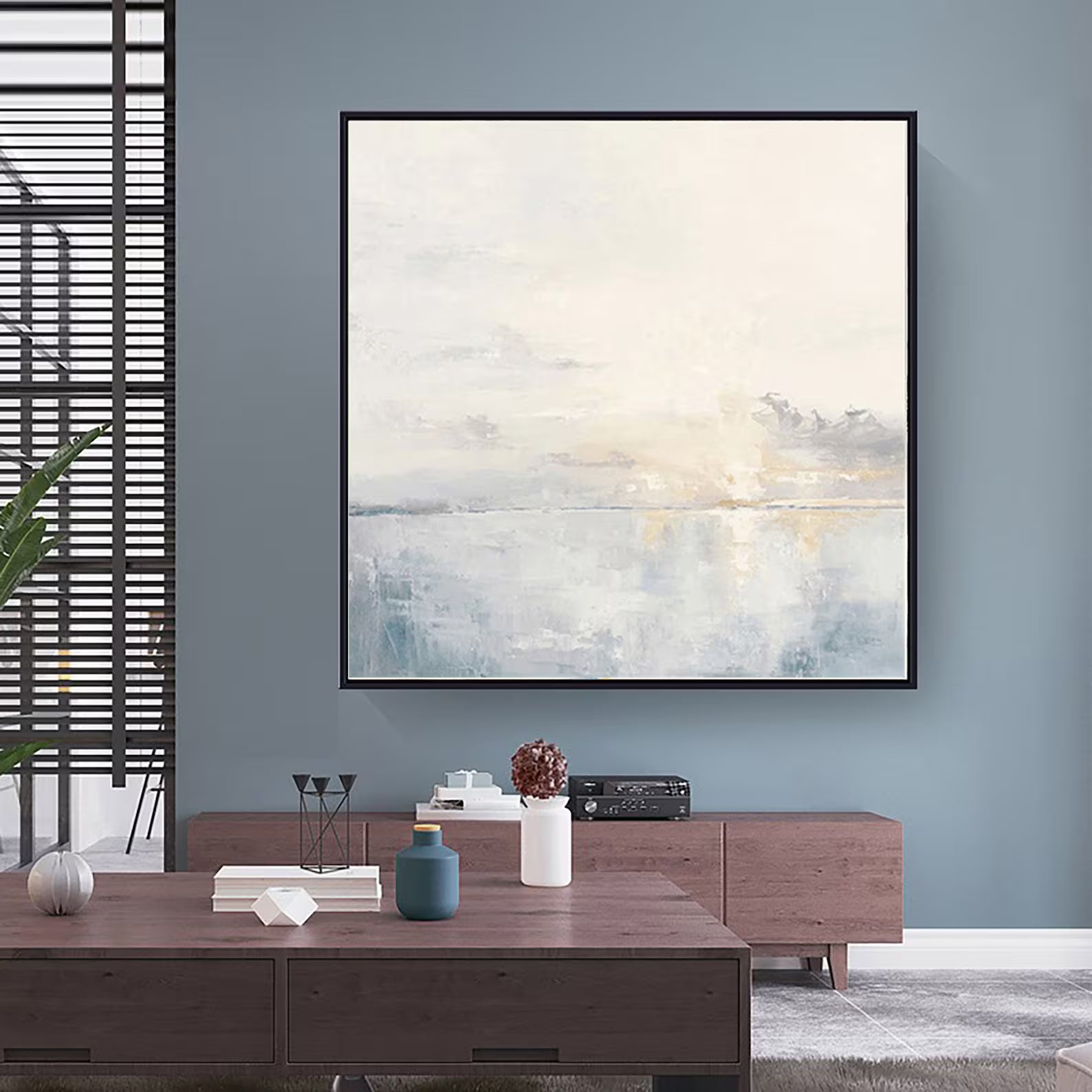 Minimalist Blue Seascape Art | Calm Sophistication