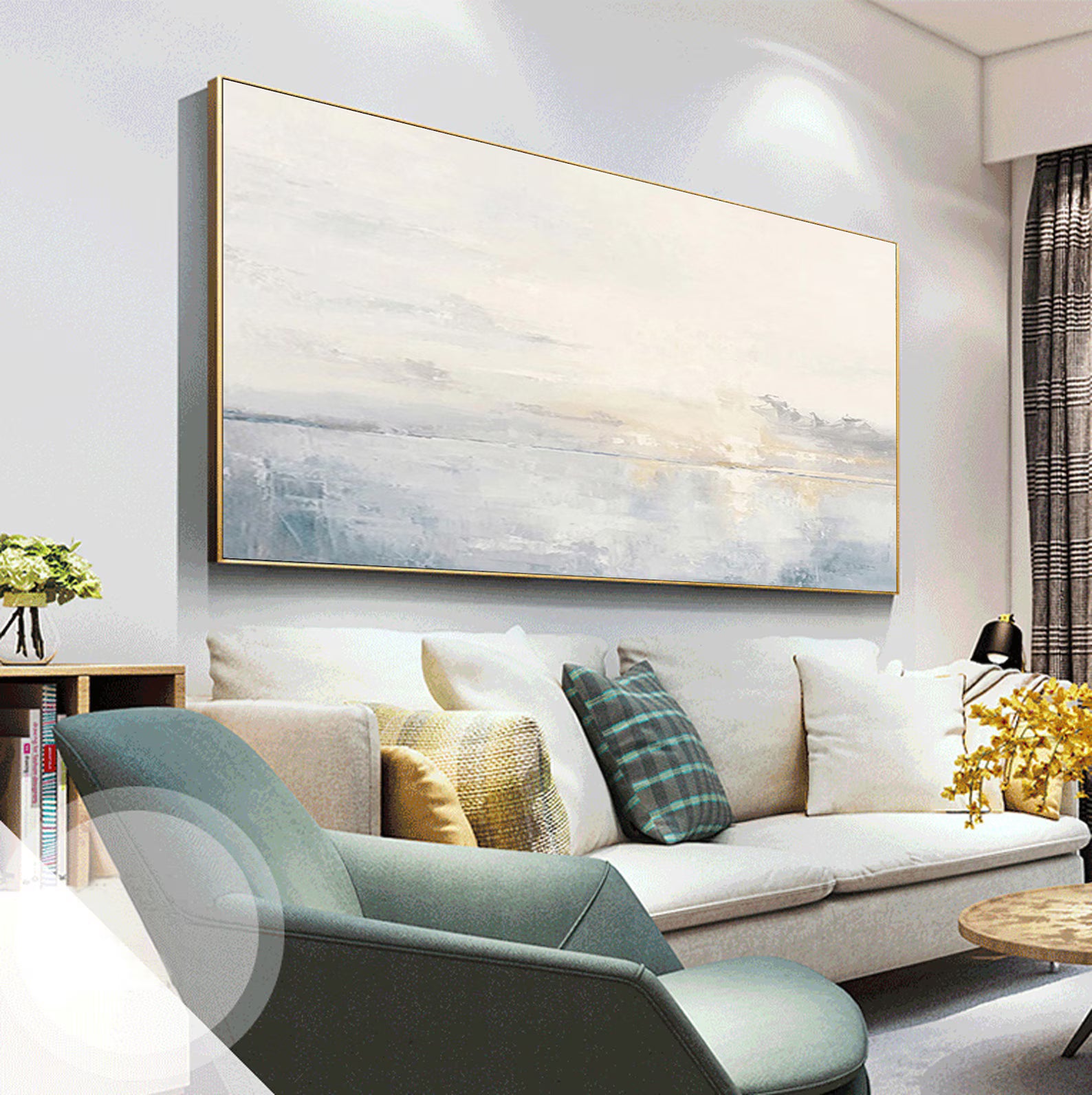 Minimalist Neutral Seascape Art | Serene Sophistication