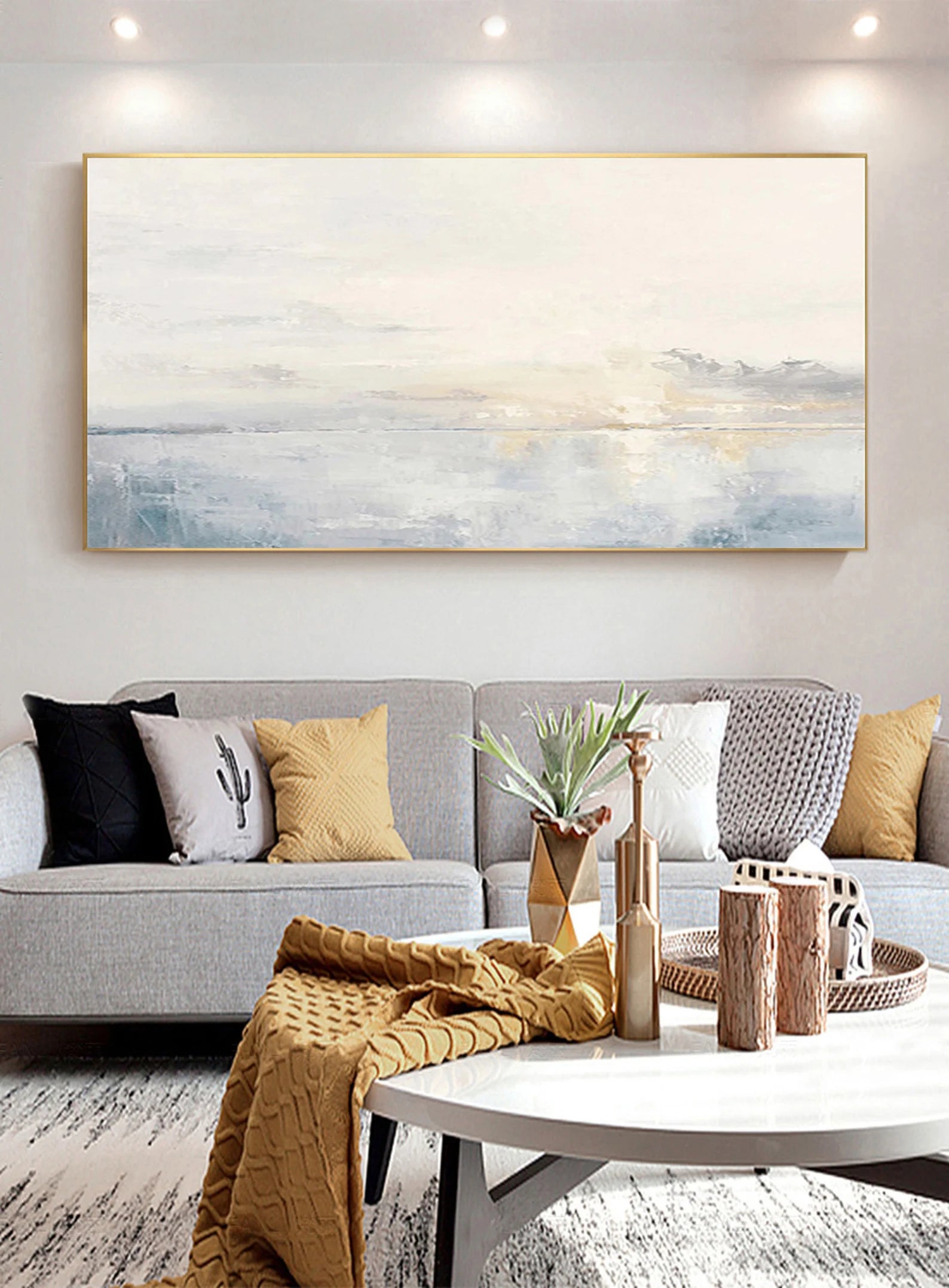 Minimalist Neutral Seascape Art | Serene Sophistication