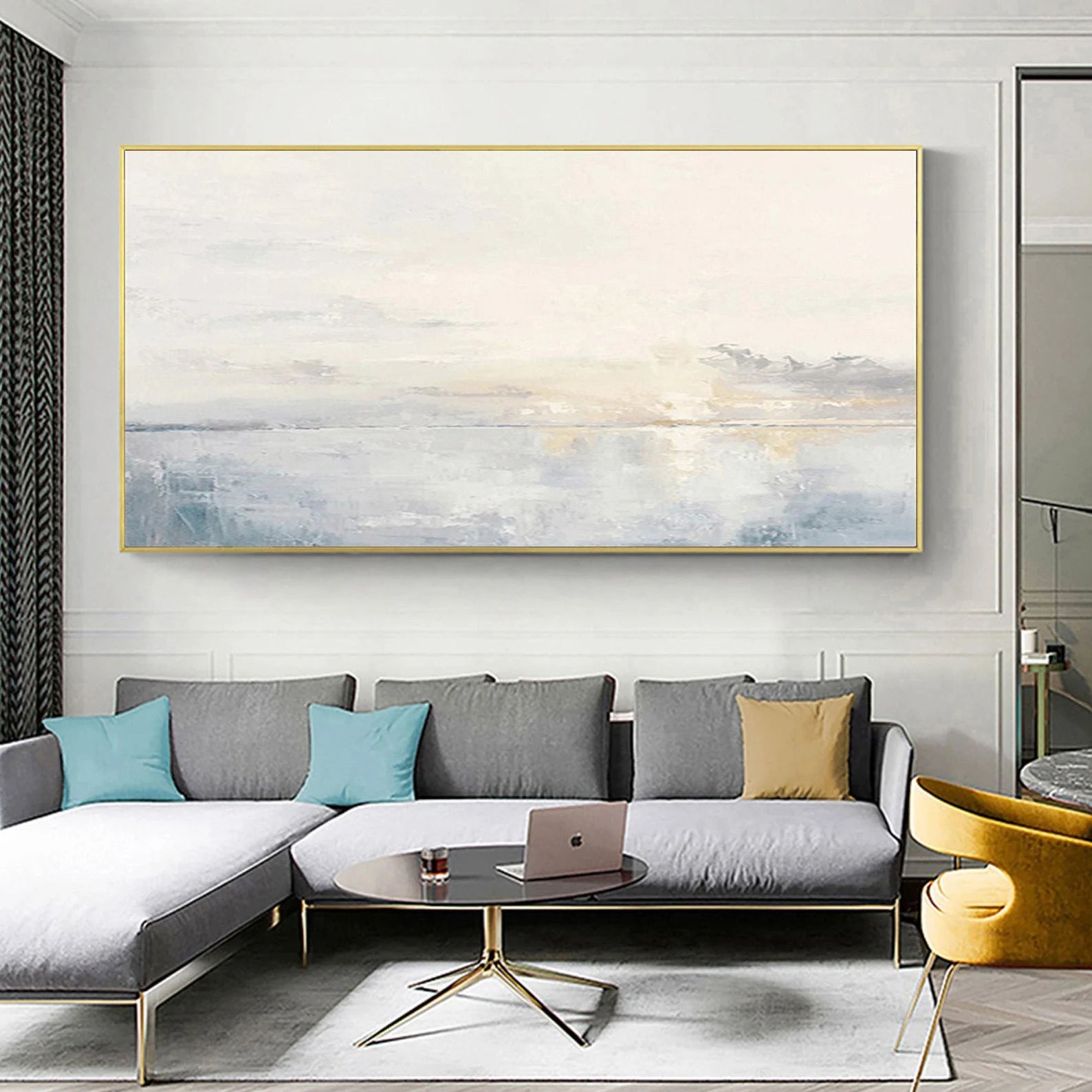 Minimalist Neutral Seascape Art | Serene Sophistication
