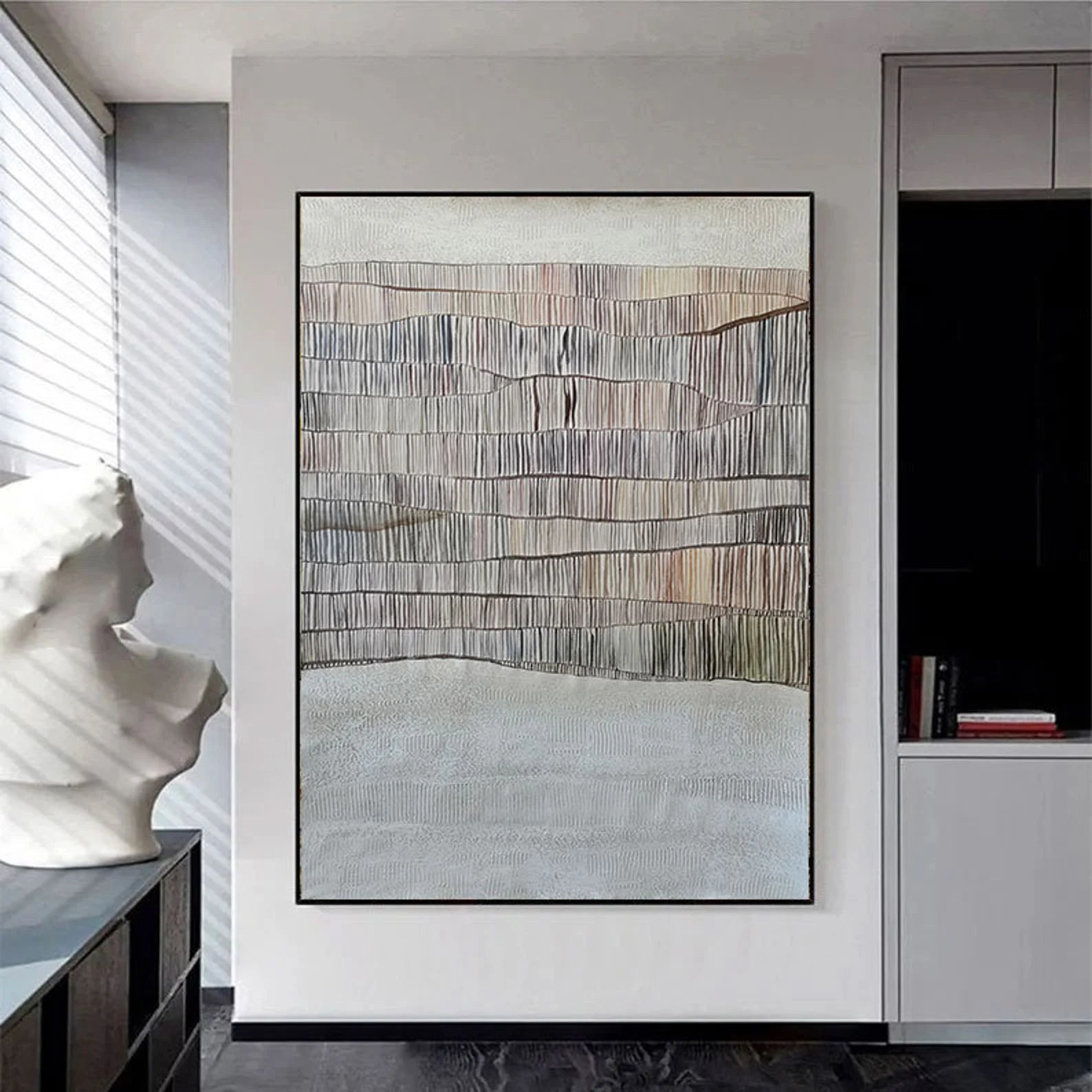 Textured Wave Serenity | Beige Gray