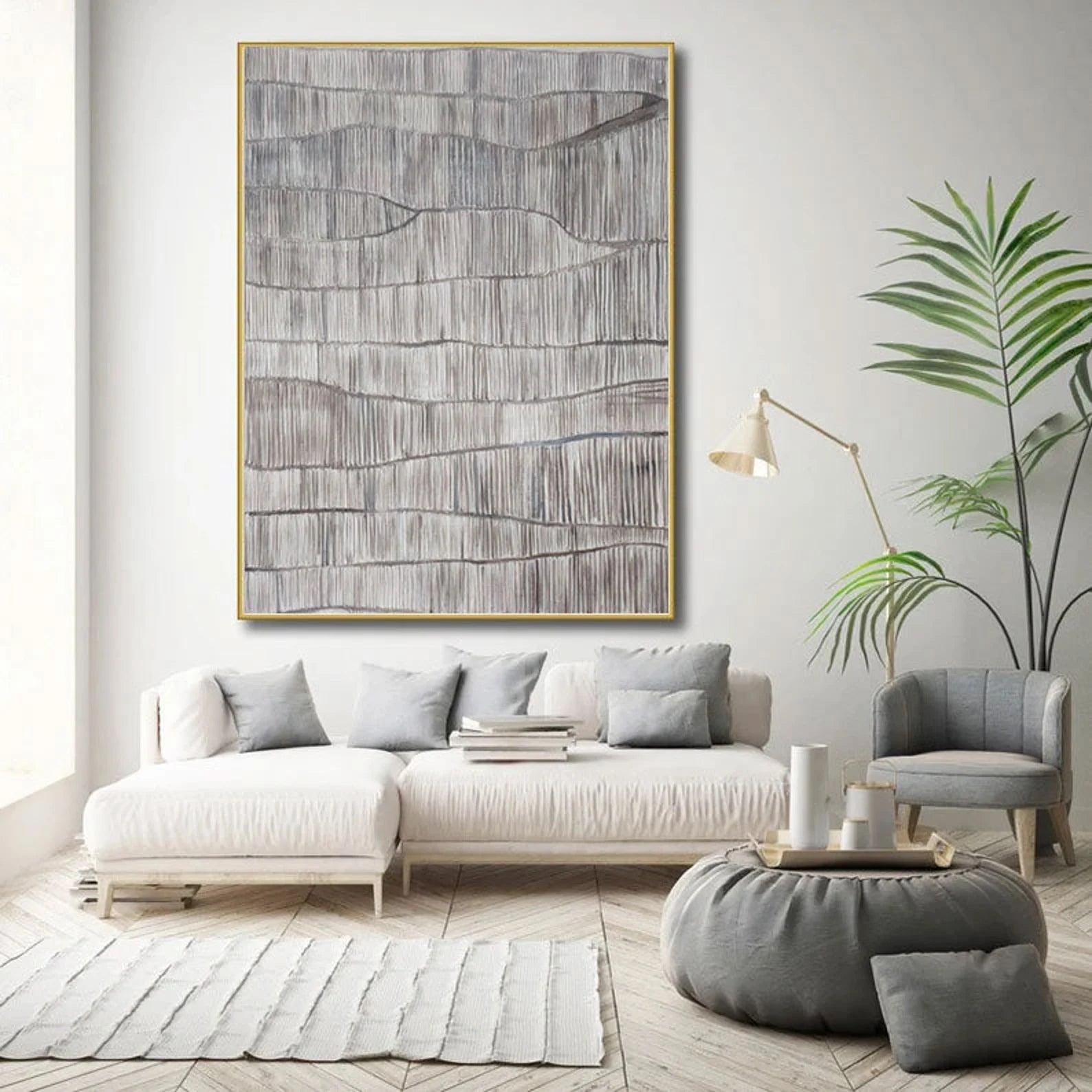 Textured Wave Minimalism | Beige Gray