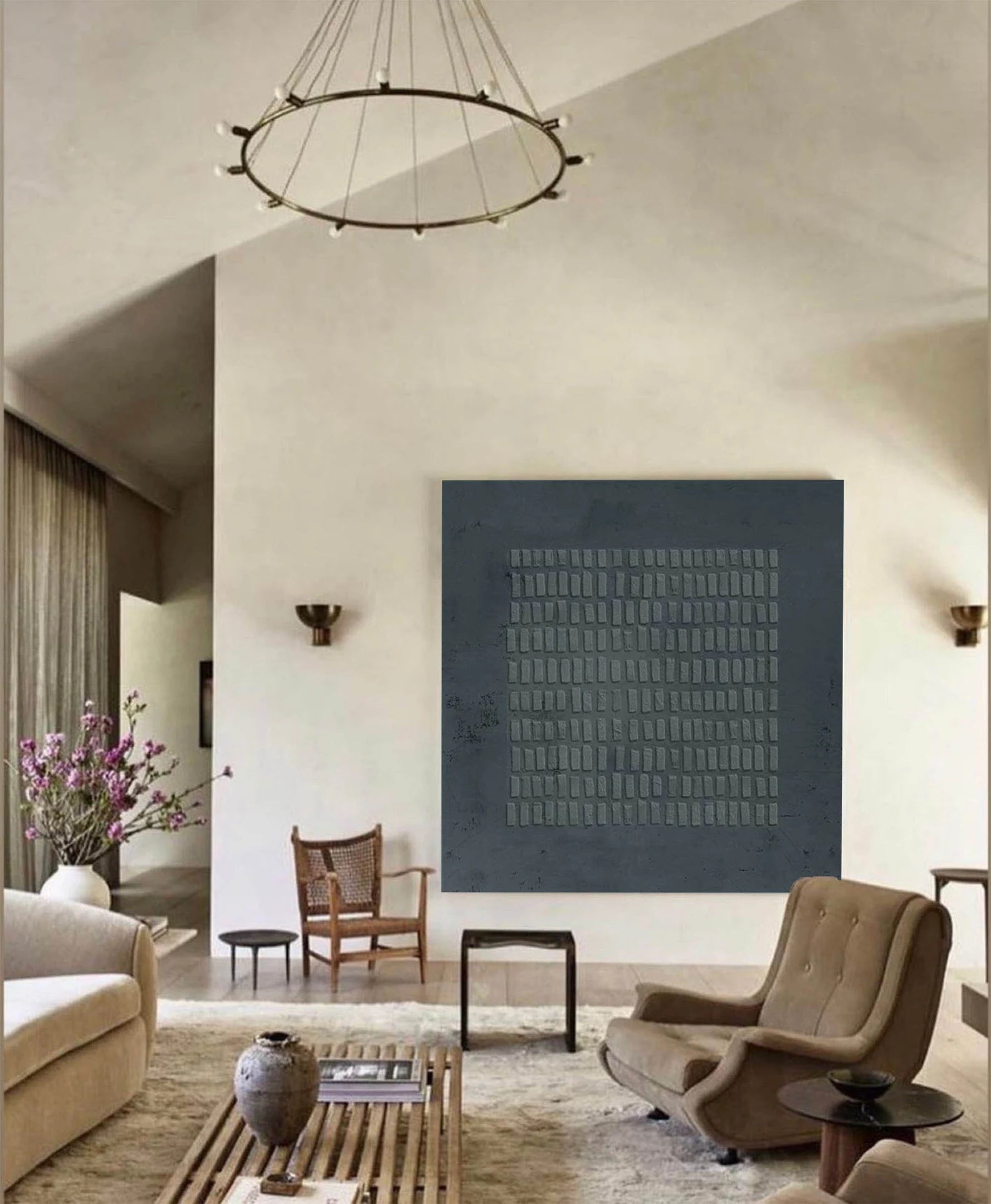 Textured Blue Grid Art | Subtle Refinement