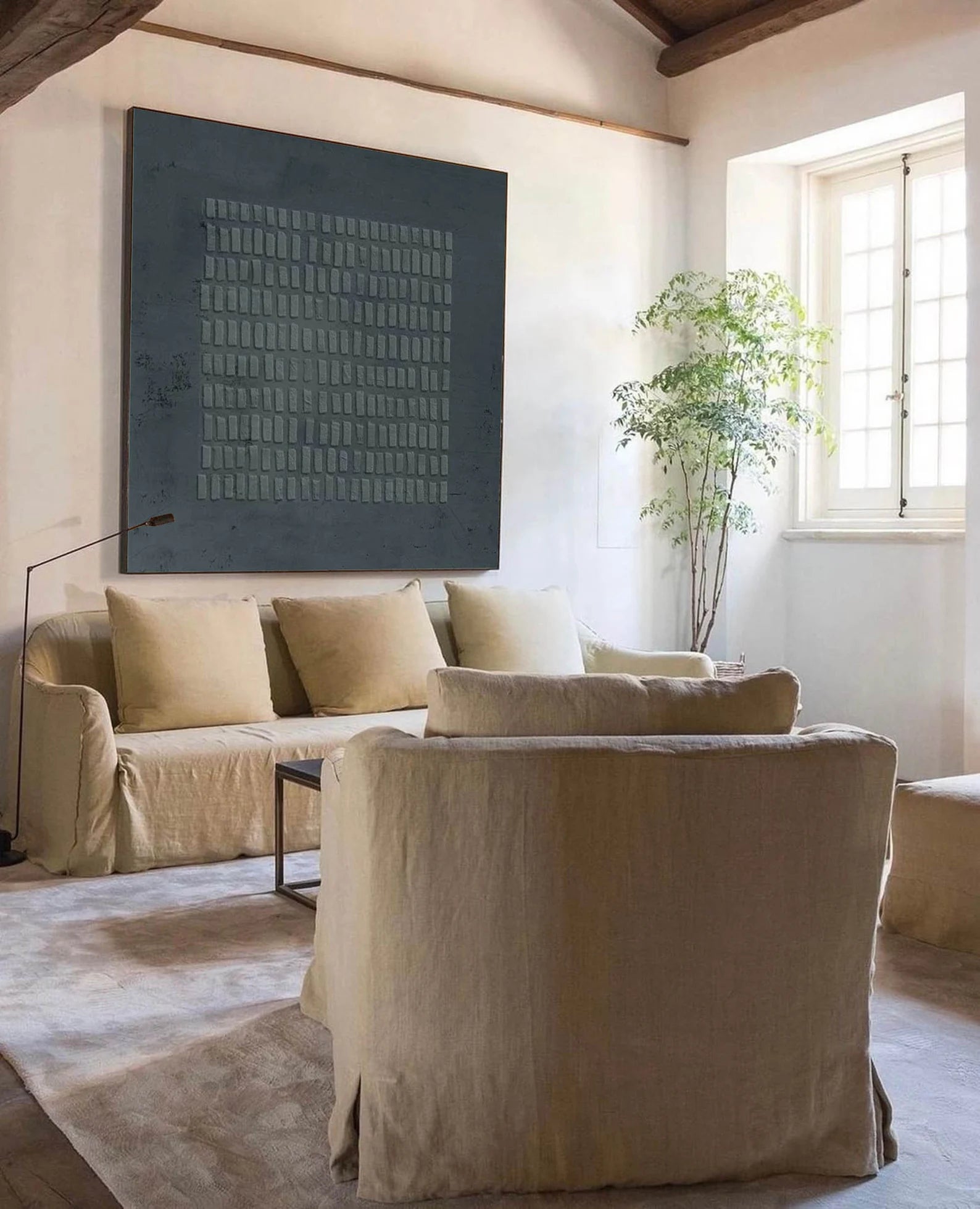 Textured Blue Grid Art | Subtle Refinement