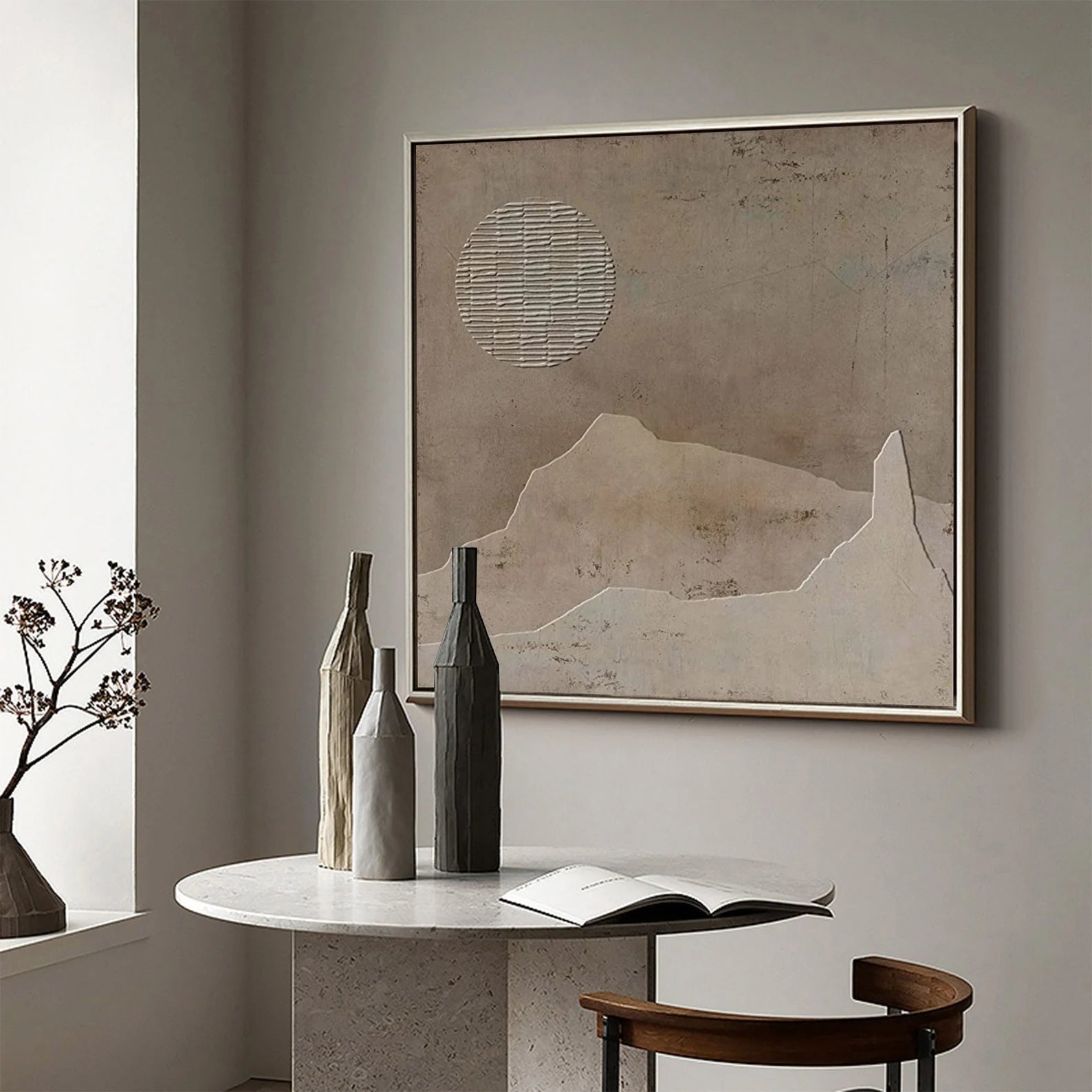 Minimalist Beige Mountain Art | Understated Elegance