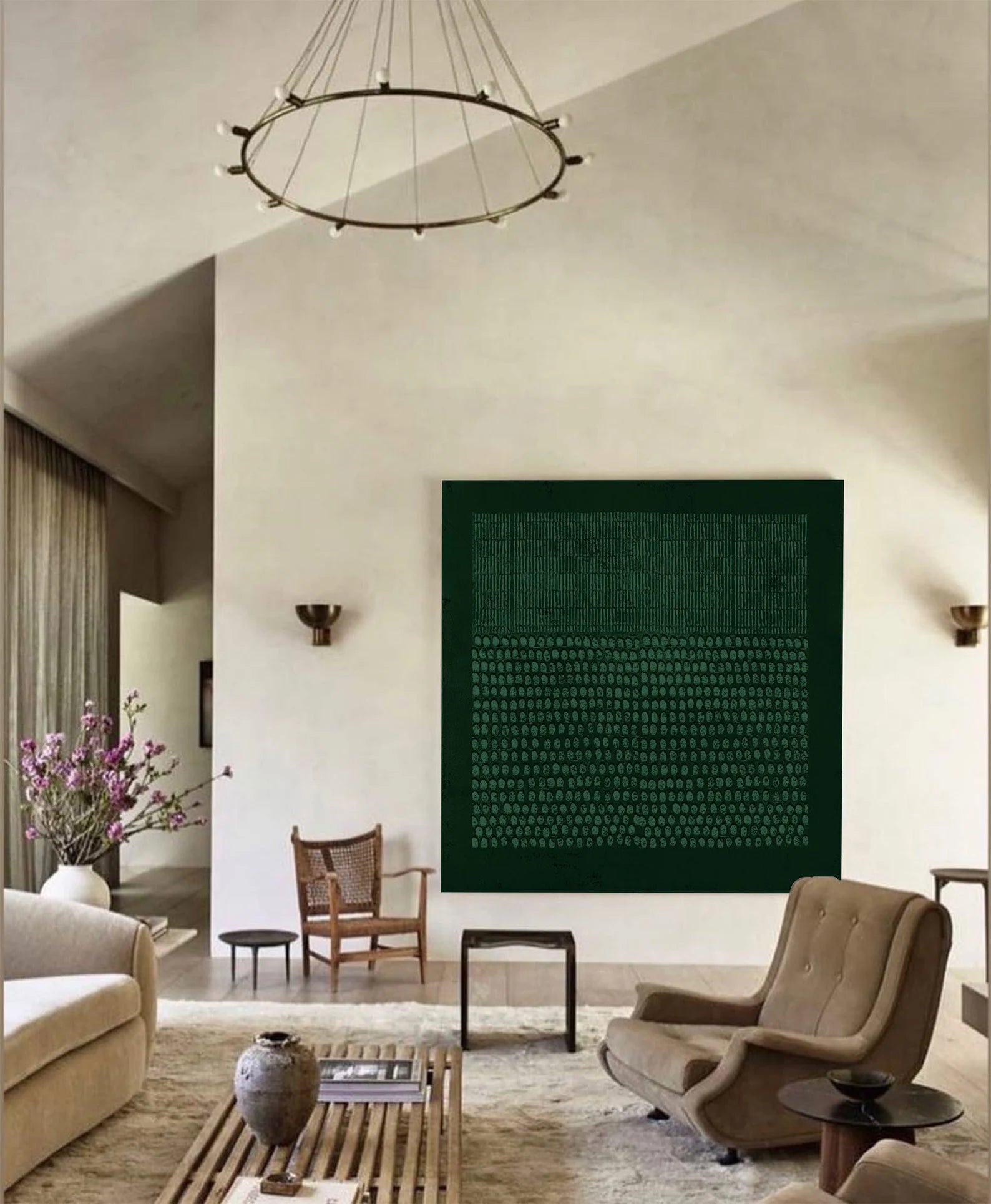 Textured Green Matrix Art | Modern Sophistication