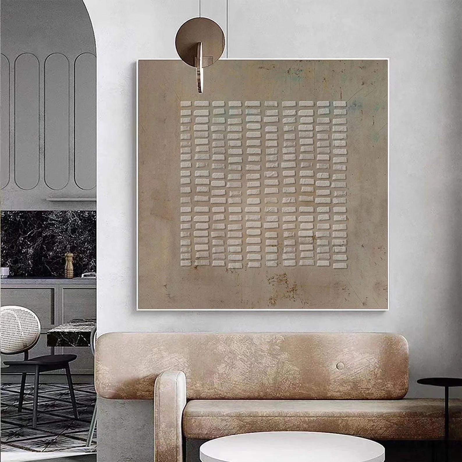 Textured Neutral Grid Art | Subtle Sophistication