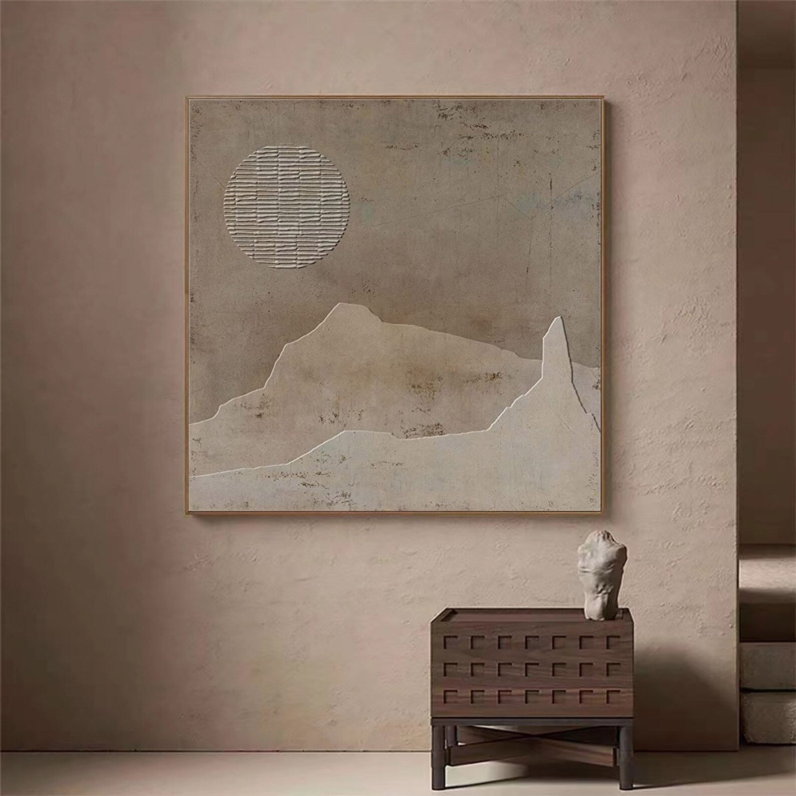 Minimalist Beige Mountain Art | Understated Elegance