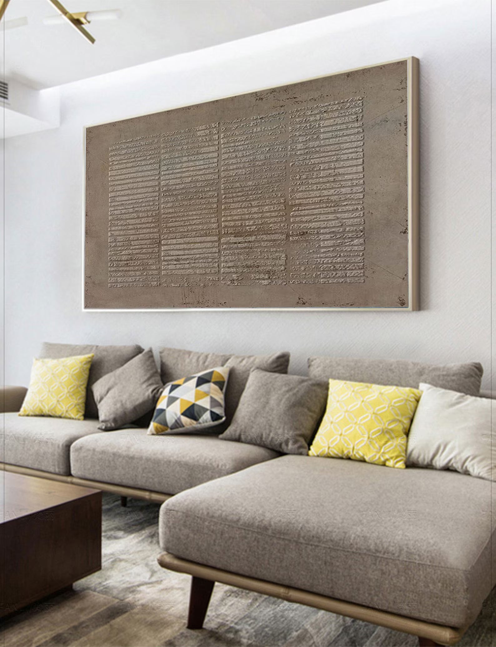 Textured Beige Grid Art | Subtle Elegance