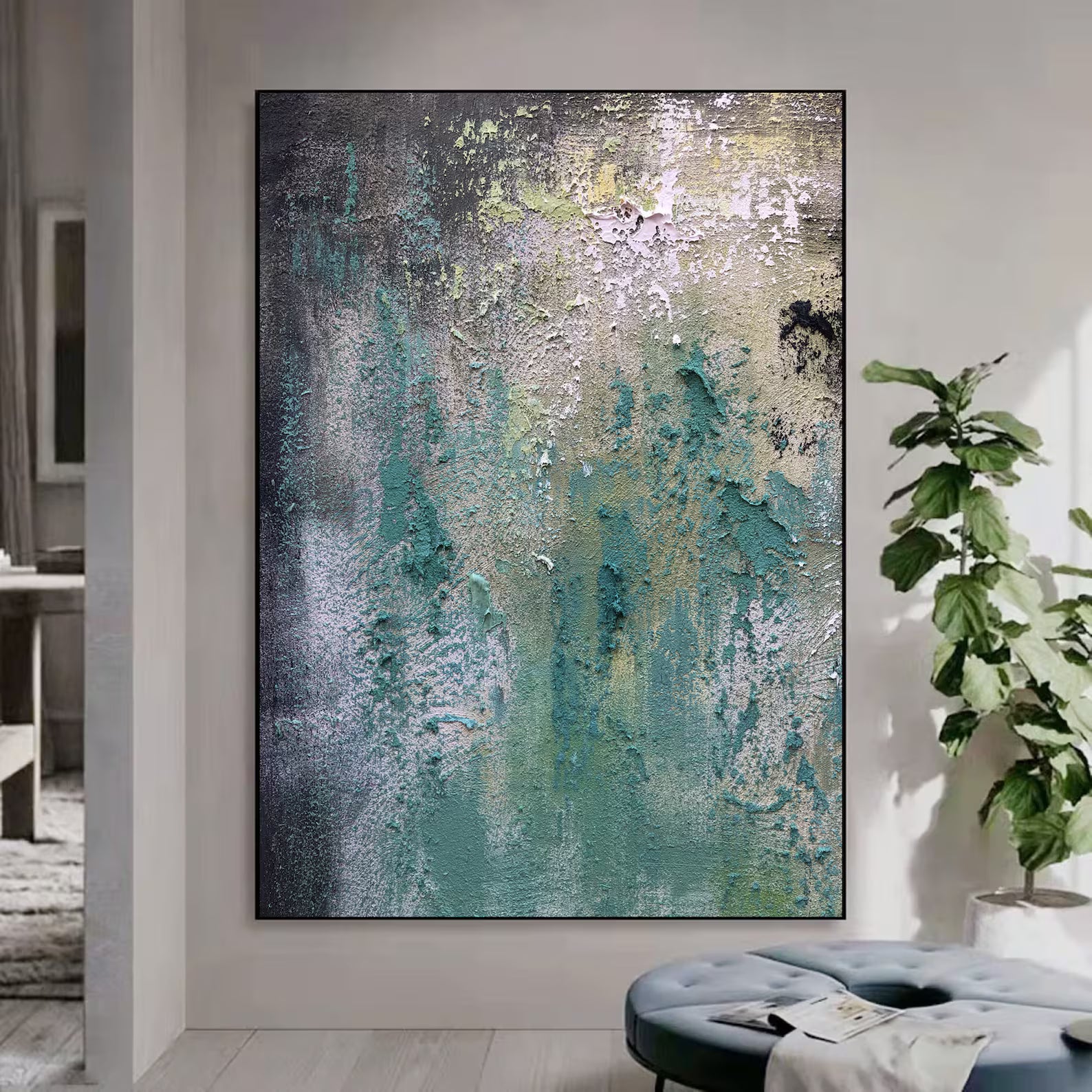 Textured Botanical Vibrance | Teal Gray