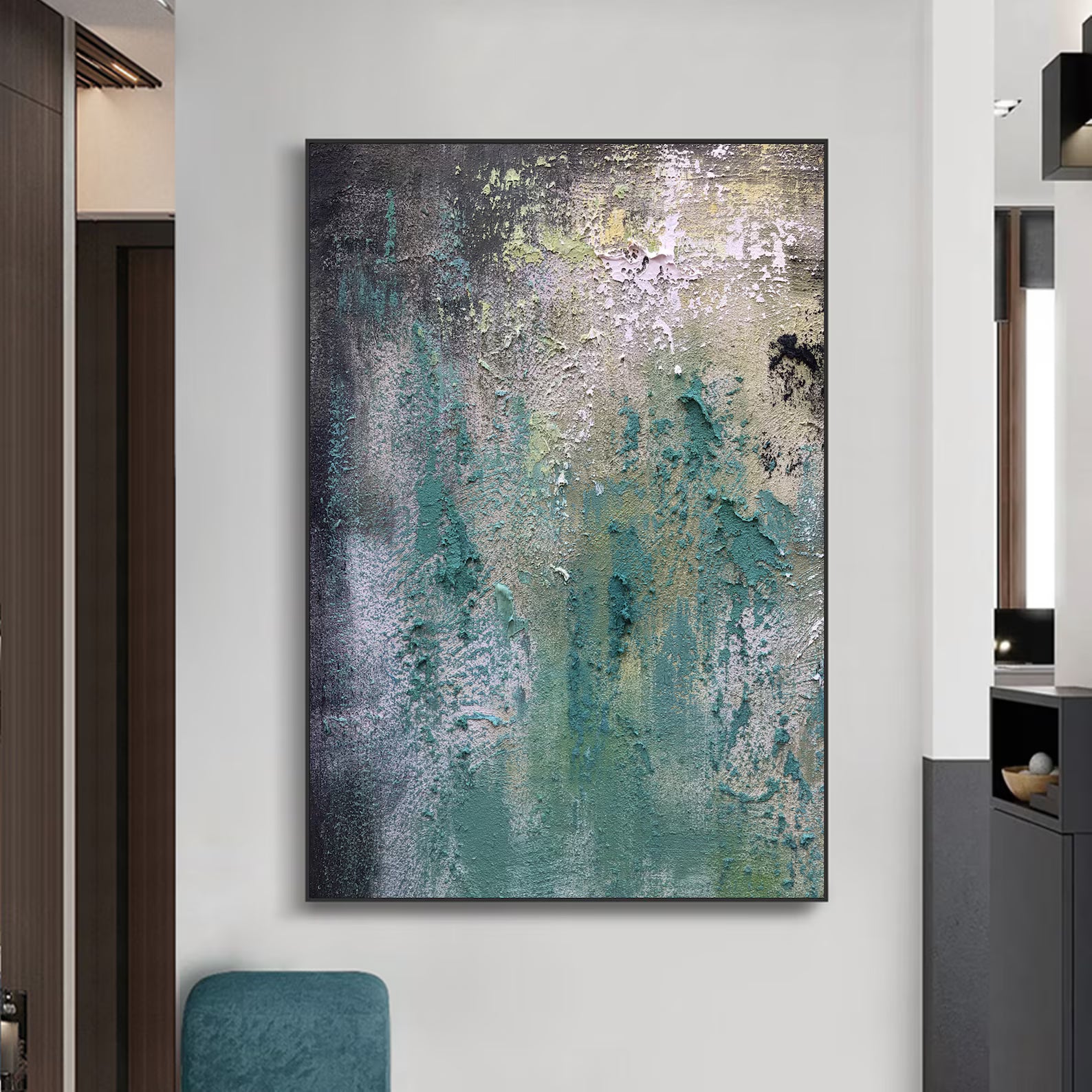 Textured Botanical Vibrance | Teal Gray