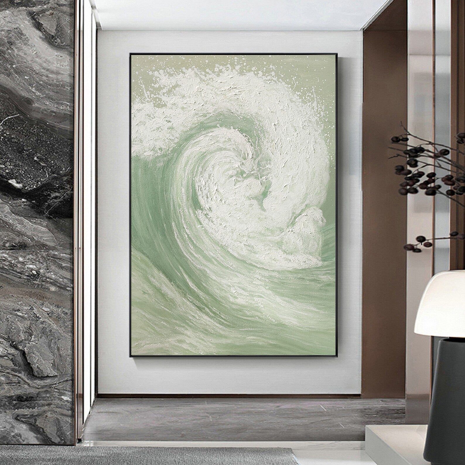 Textured Wave Serenity | Sage White