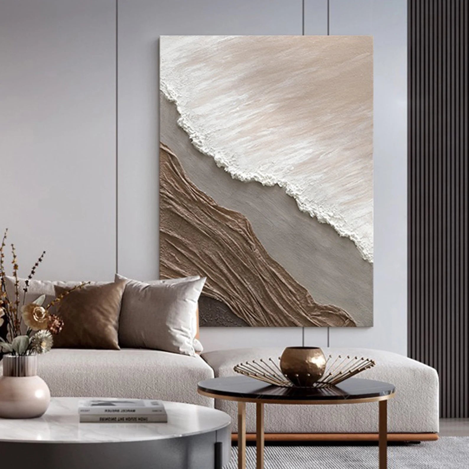 Textured Coastal Serenity | Beige White