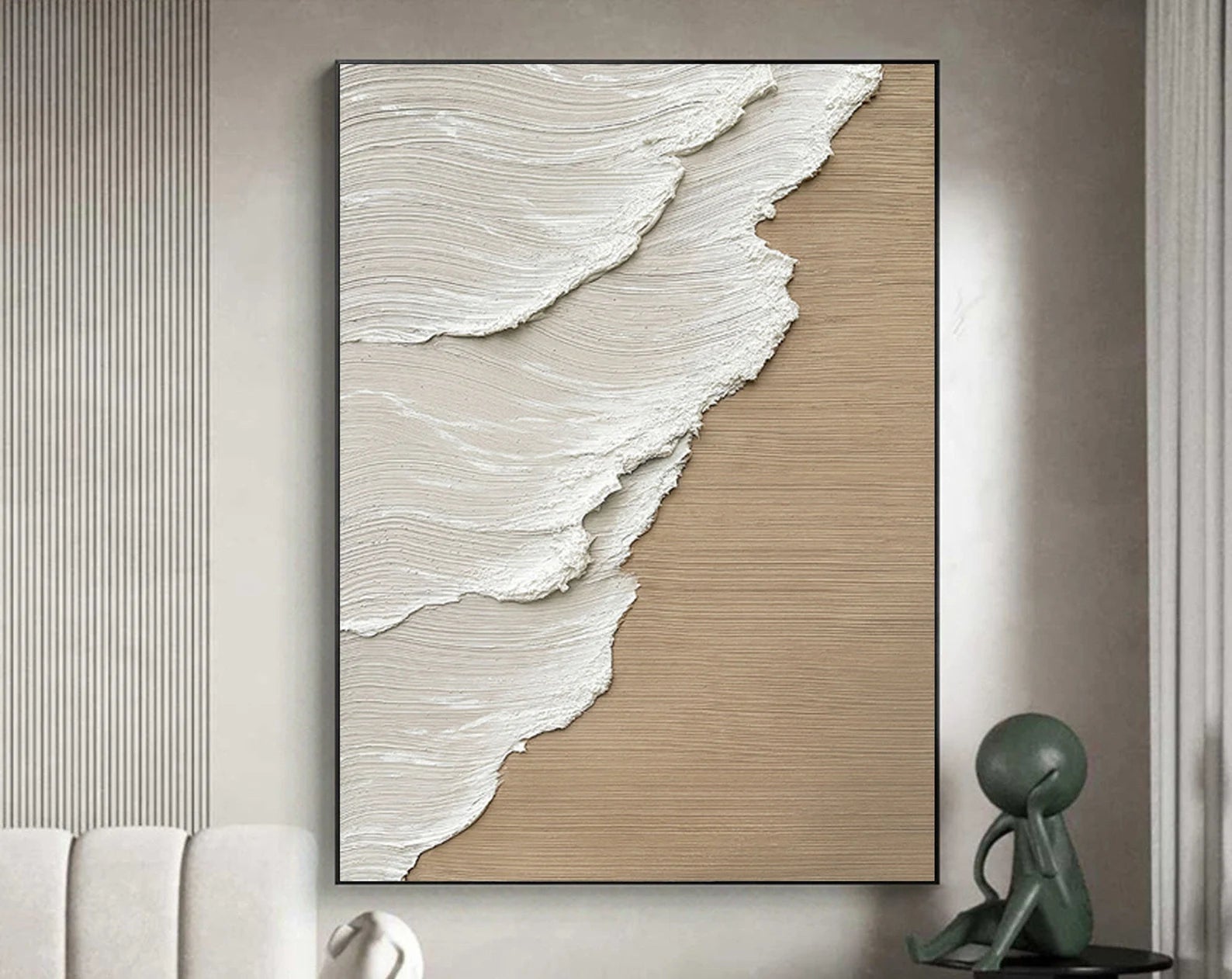 Textured Wave Elegance | Beige White