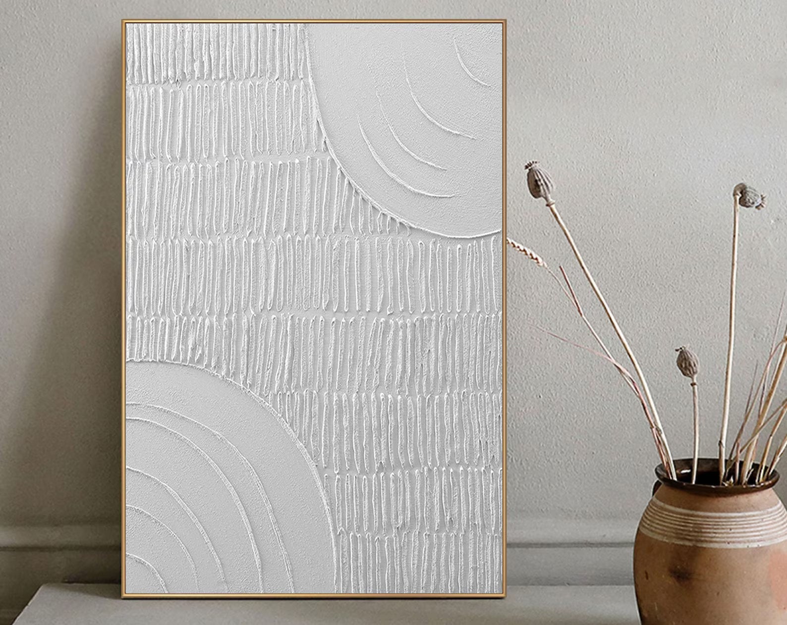 Textured Geometric Purity | White Minimal