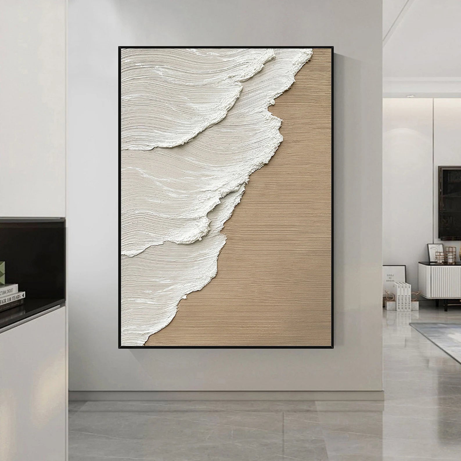 Textured Wave Elegance | Beige White