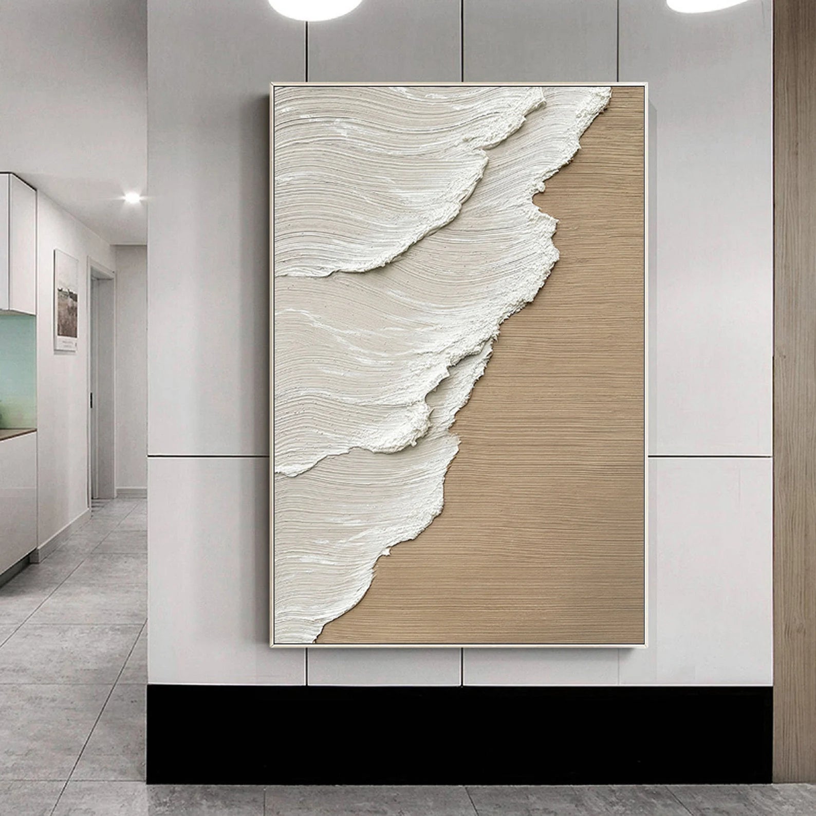 Textured Wave Elegance | Beige White