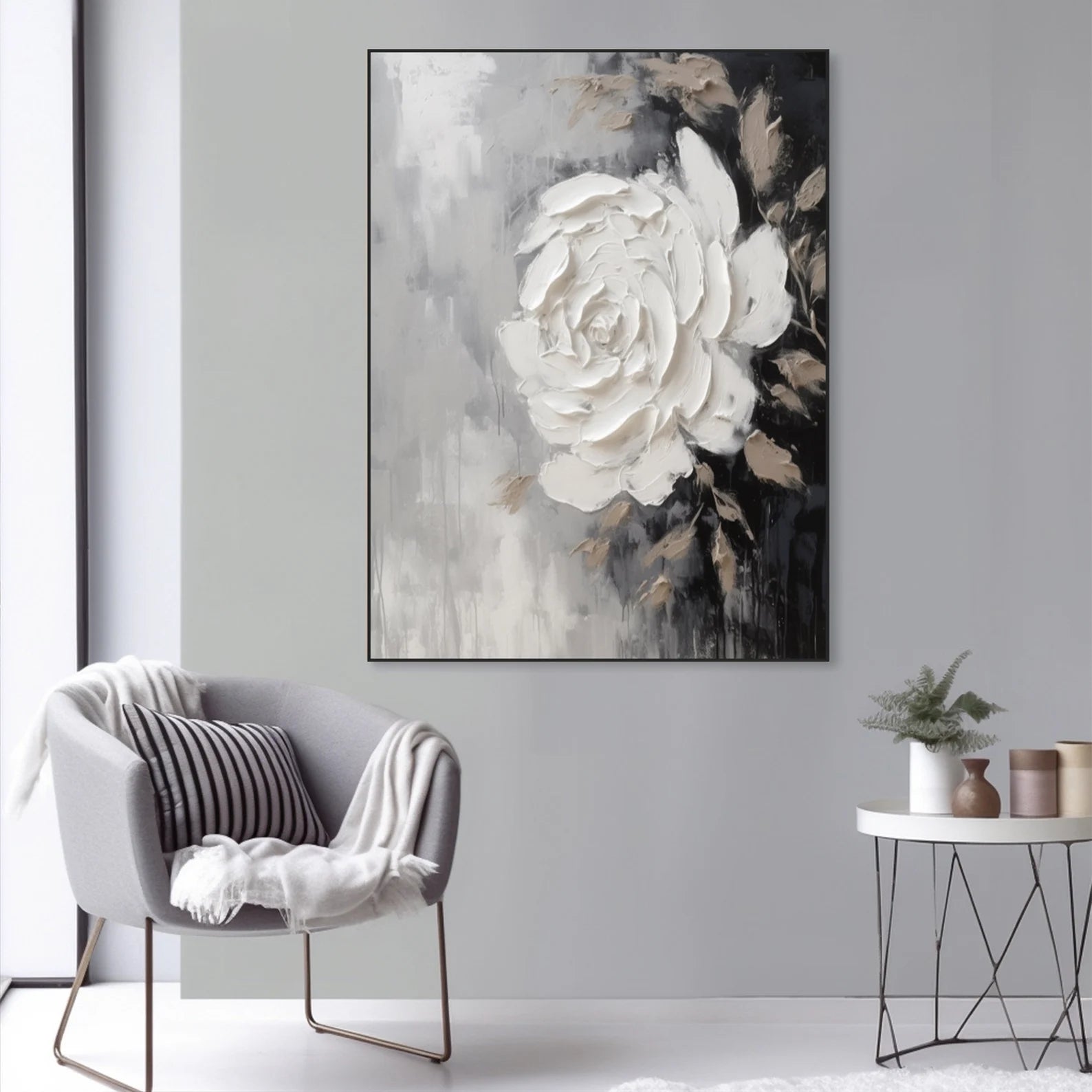 Textured Floral Opulence | White Rose