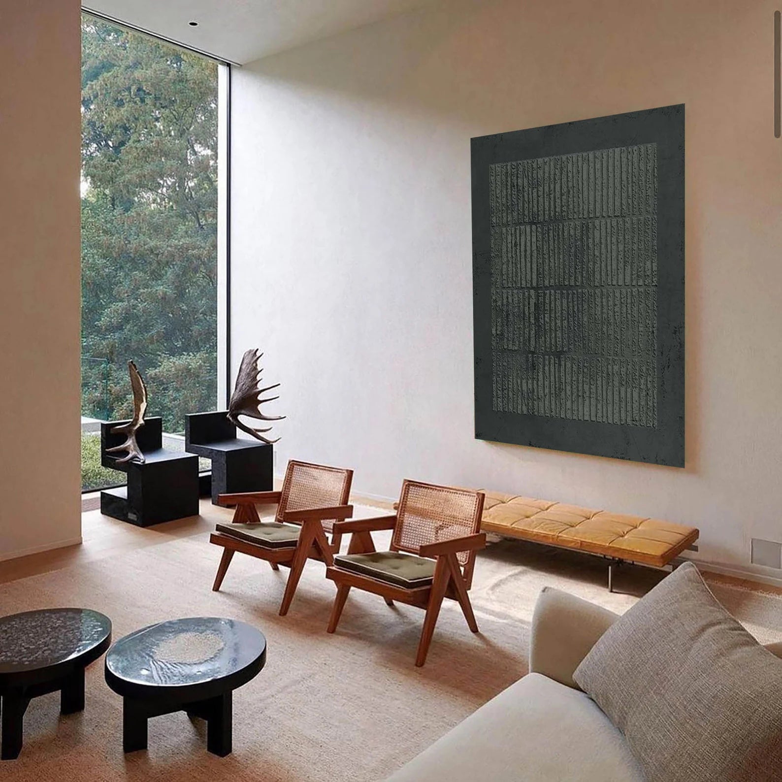 Textured Dark Grid Art | Moody Sophistication