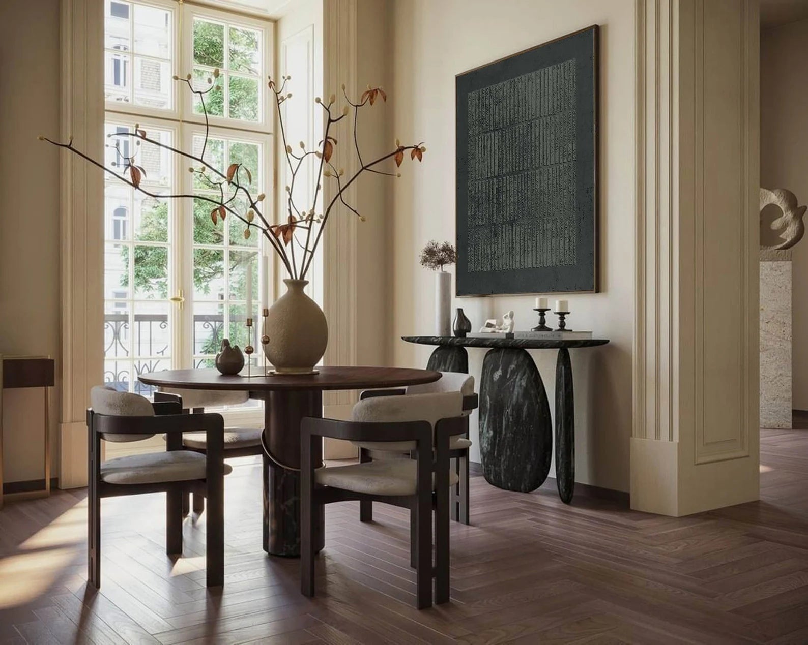 Textured Dark Grid Art | Moody Sophistication