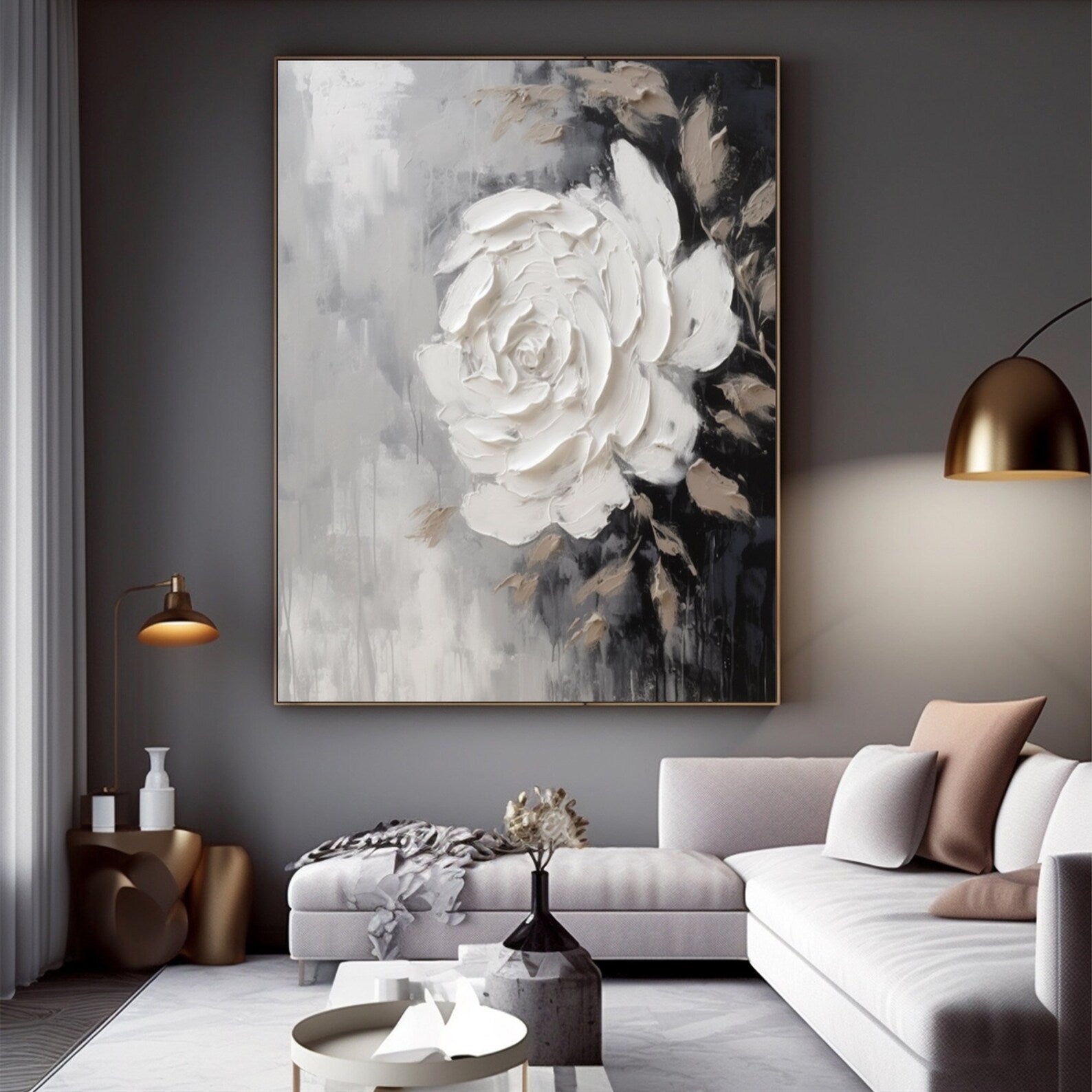 Textured Floral Opulence | White Rose
