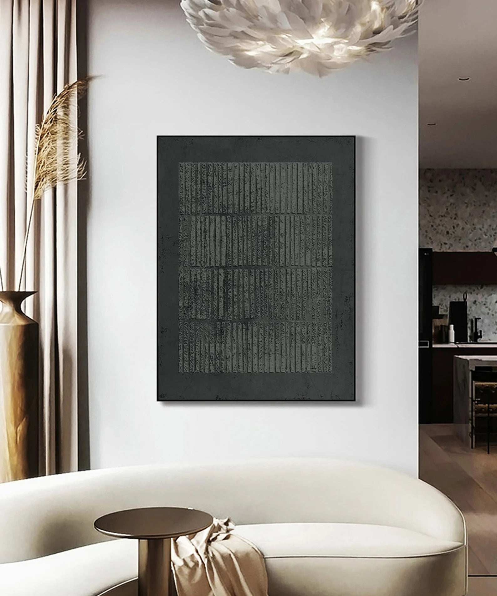 Textured Dark Grid Art | Moody Sophistication