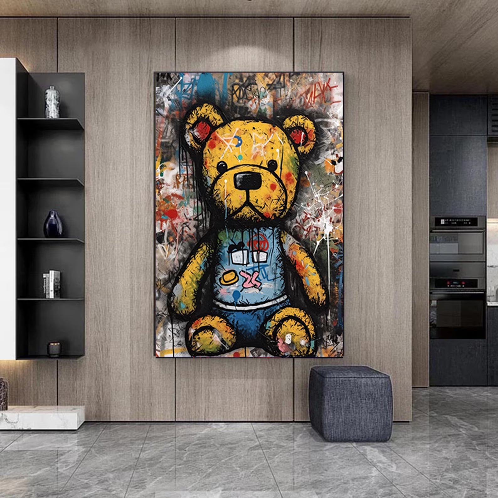 Textured Graffiti Teddy | Vibrant Accents