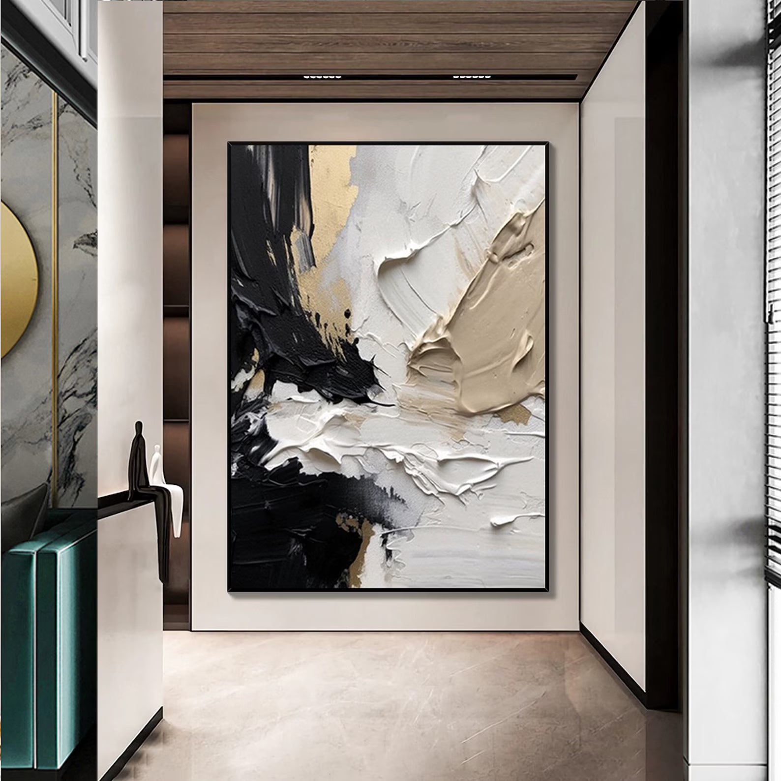 Textured Opulent Abstraction | Black Gold