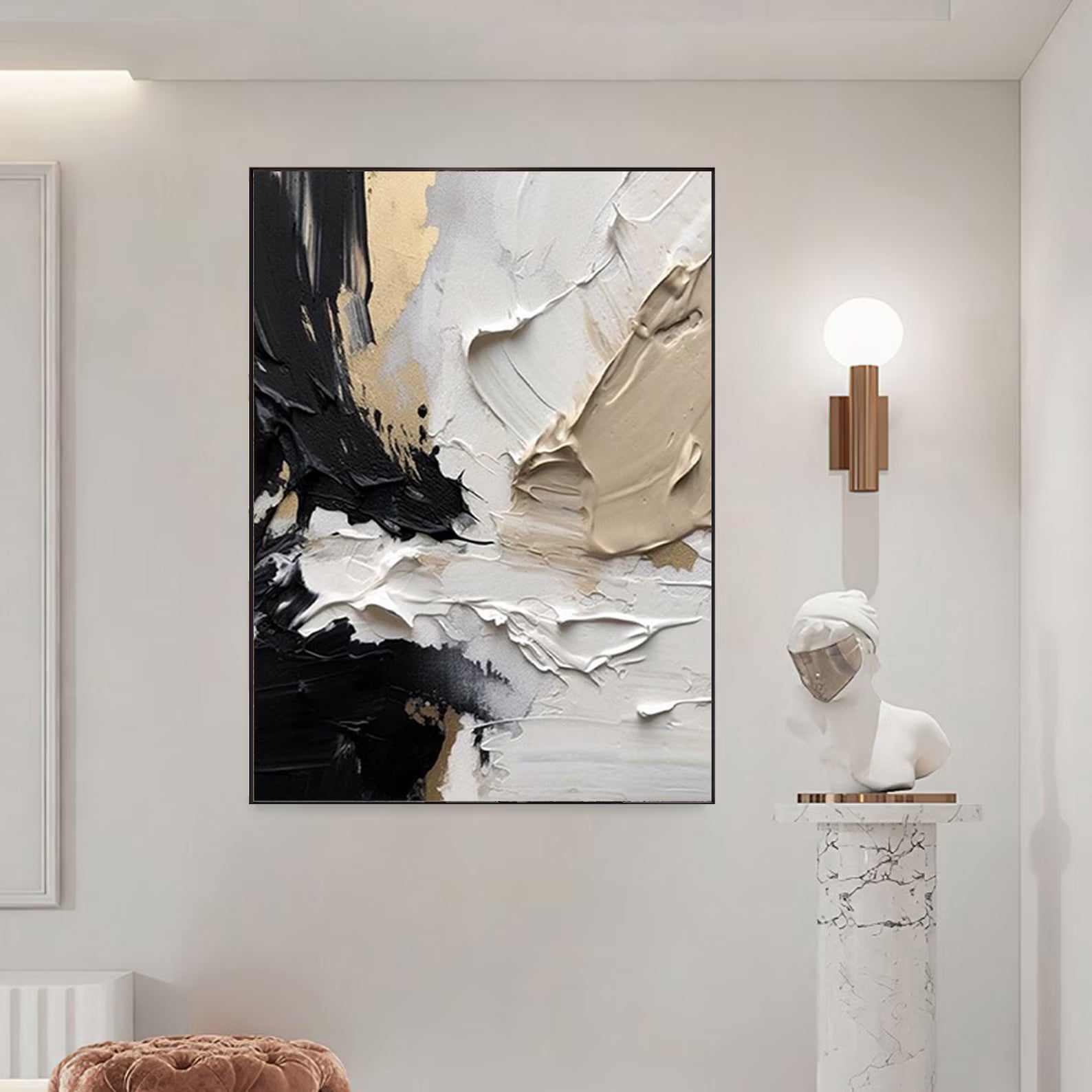 Textured Opulent Abstraction | Black Gold