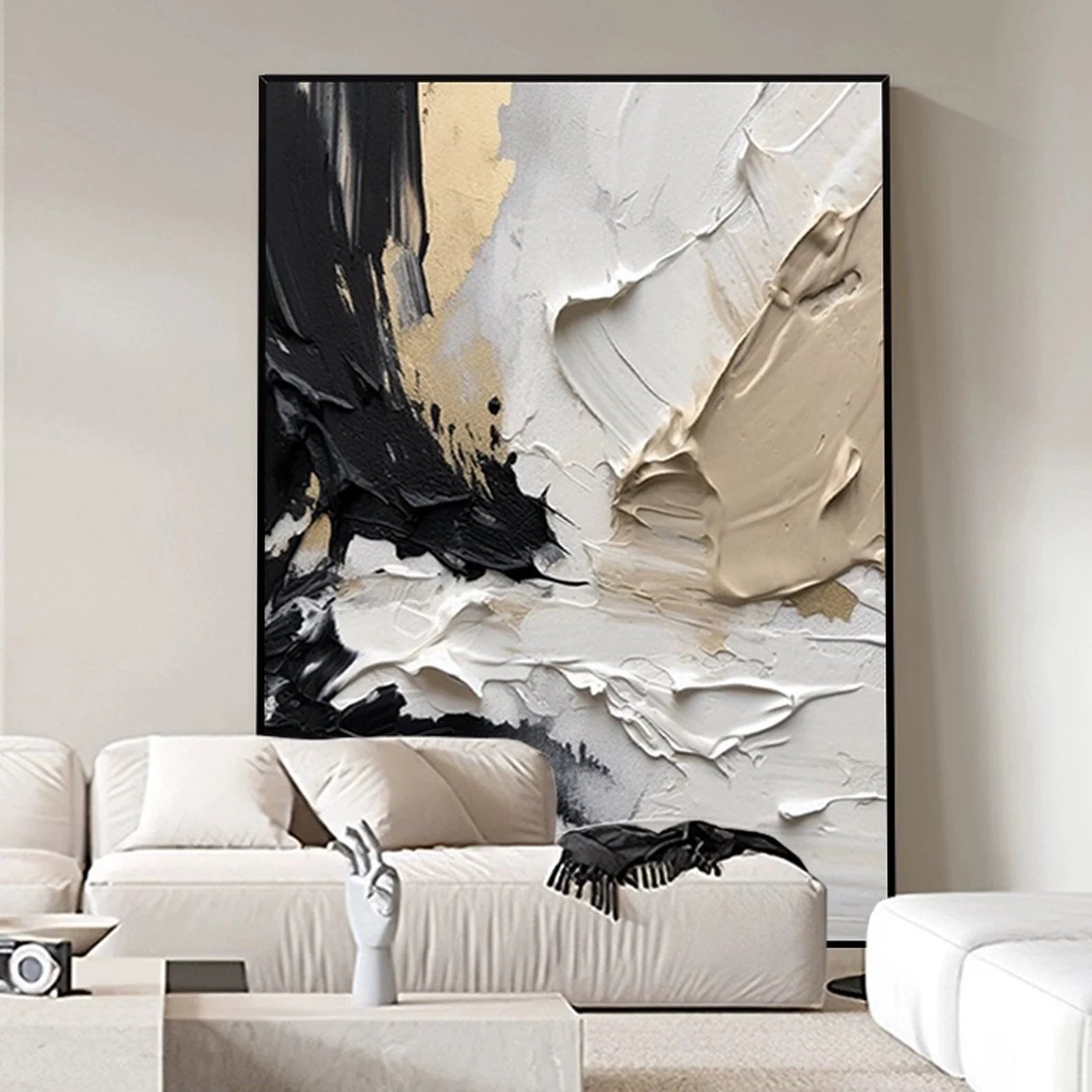 Textured Opulent Abstraction | Black Gold