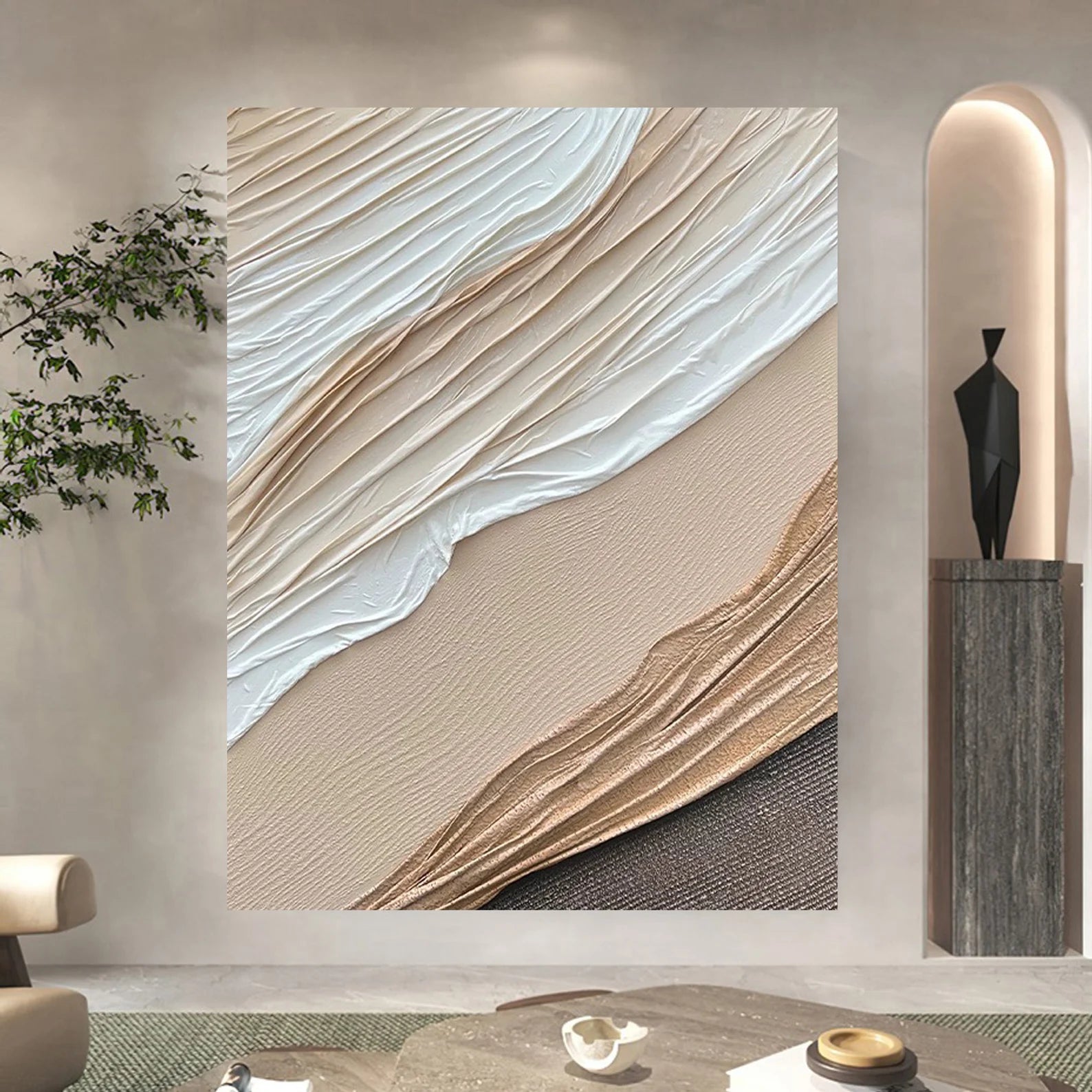 Textured Dune Sophistication | Beige White